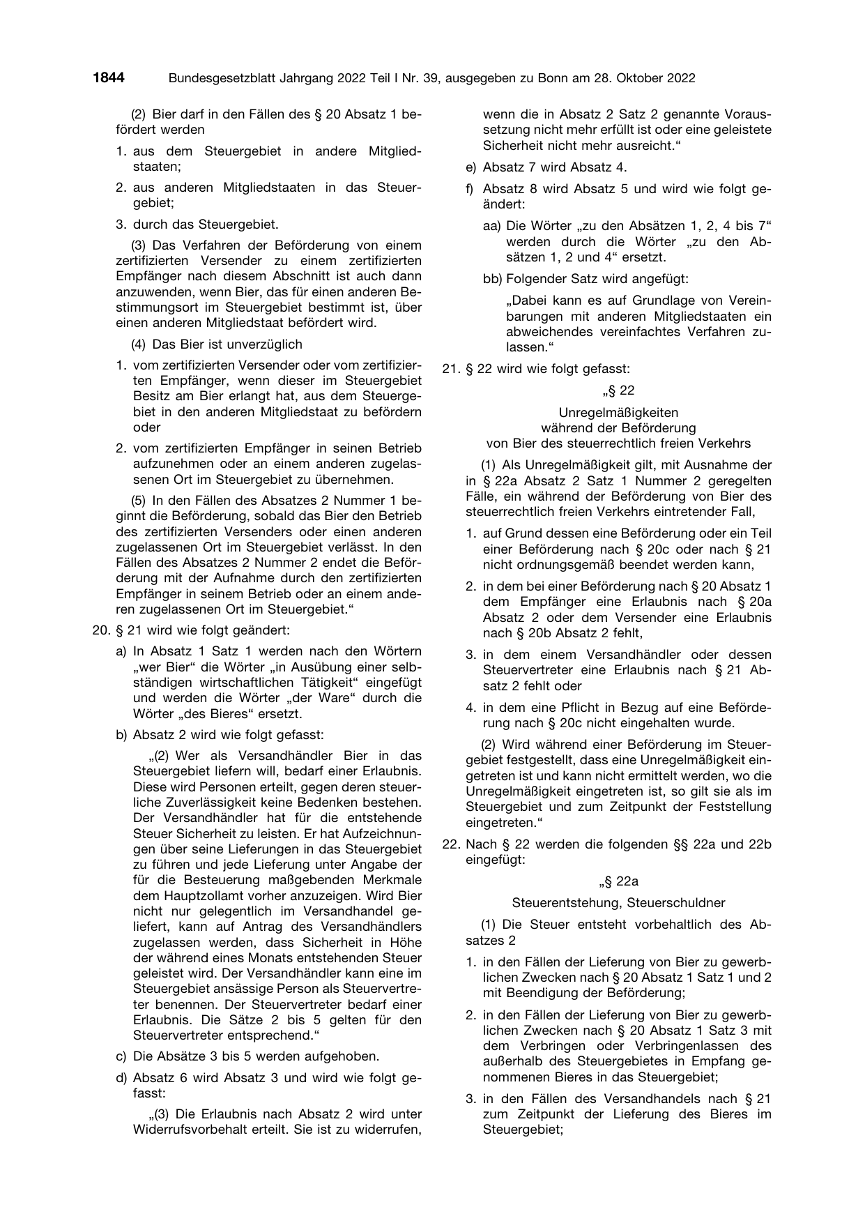 BGBl. 2022, Seite 1844 — Originalseite als Abbildung