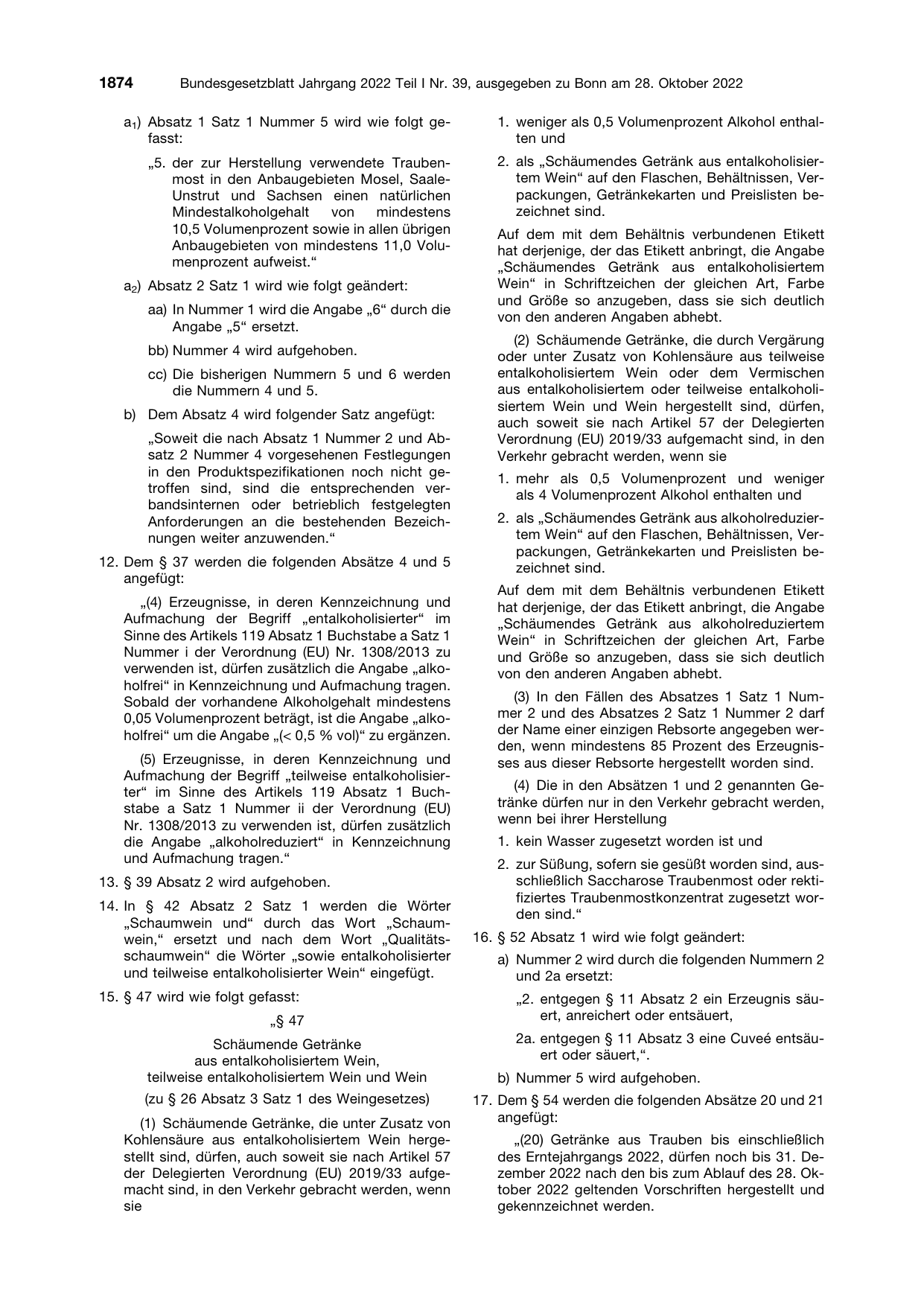 BGBl. 2022, Seite 1874 — Originalseite als Abbildung