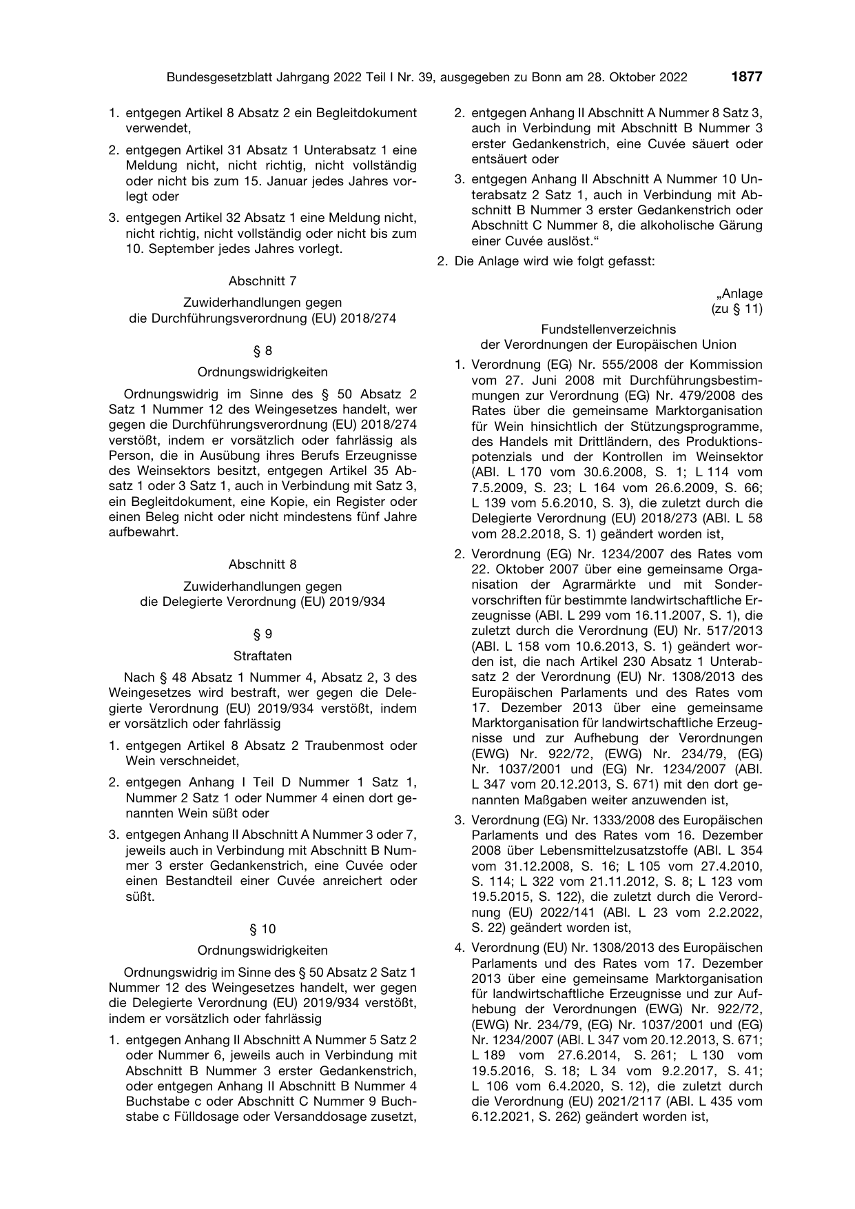 BGBl. 2022, Seite 1877 — Originalseite als Abbildung
