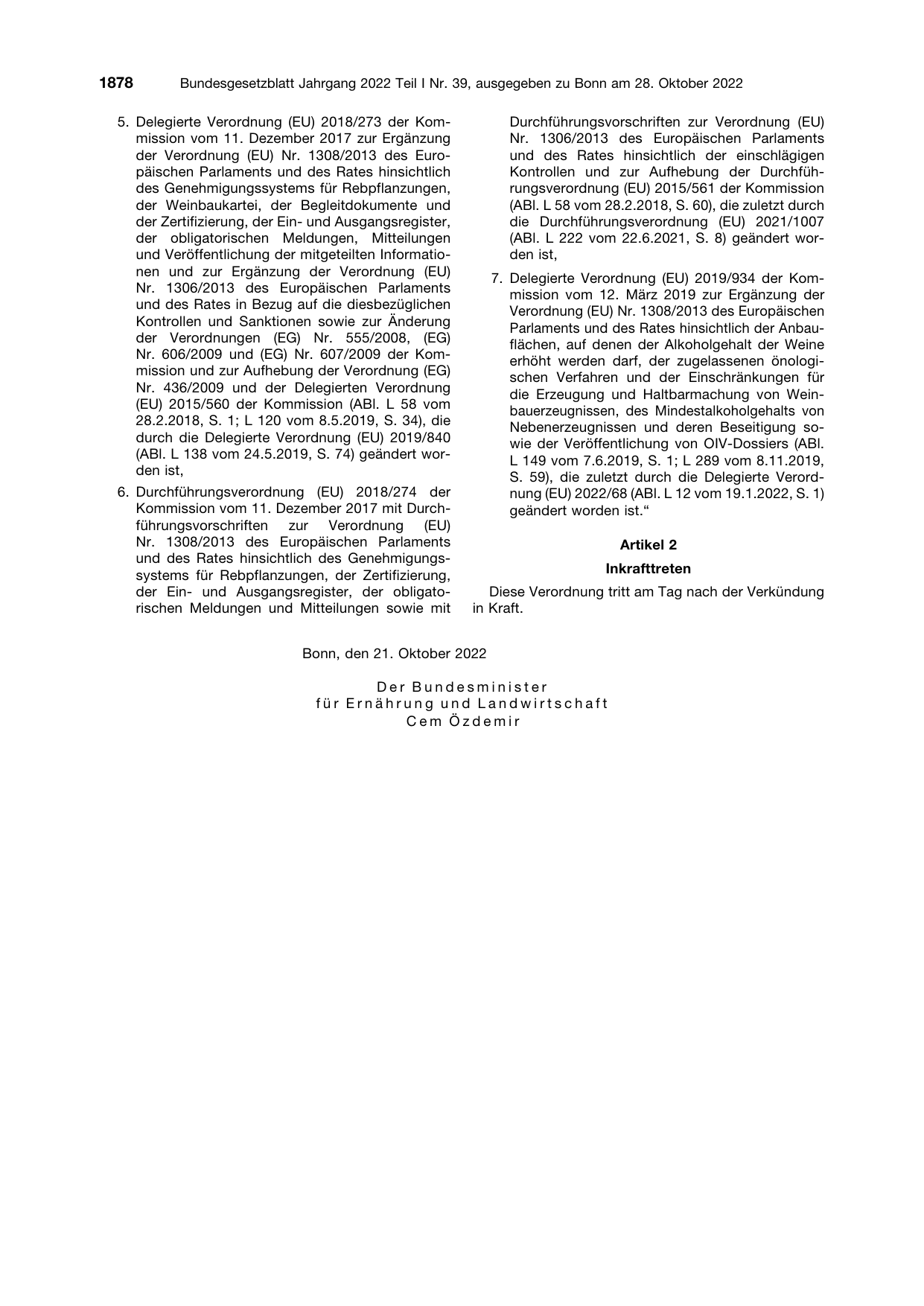 BGBl. 2022, Seite 1878 — Originalseite als Abbildung