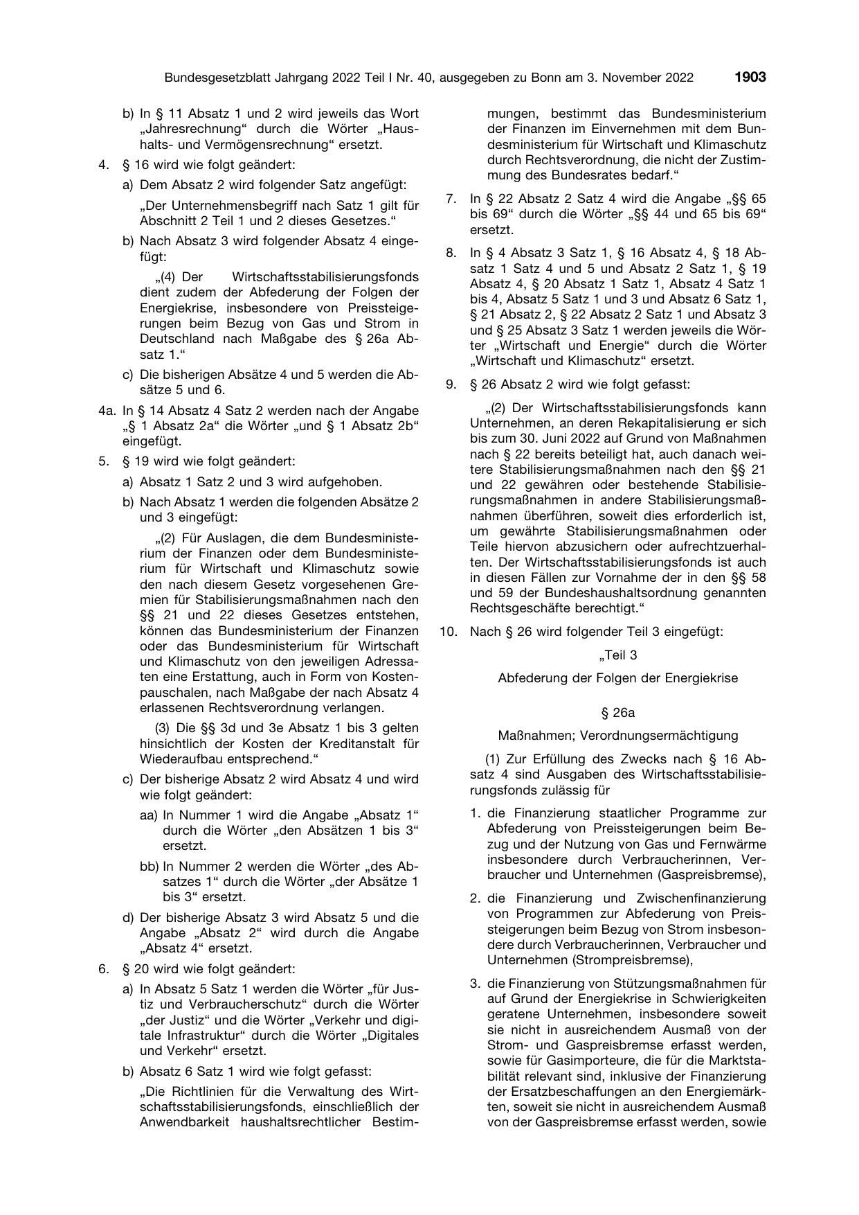 BGBl. 2022, Seite 1903 — Originalseite als Abbildung