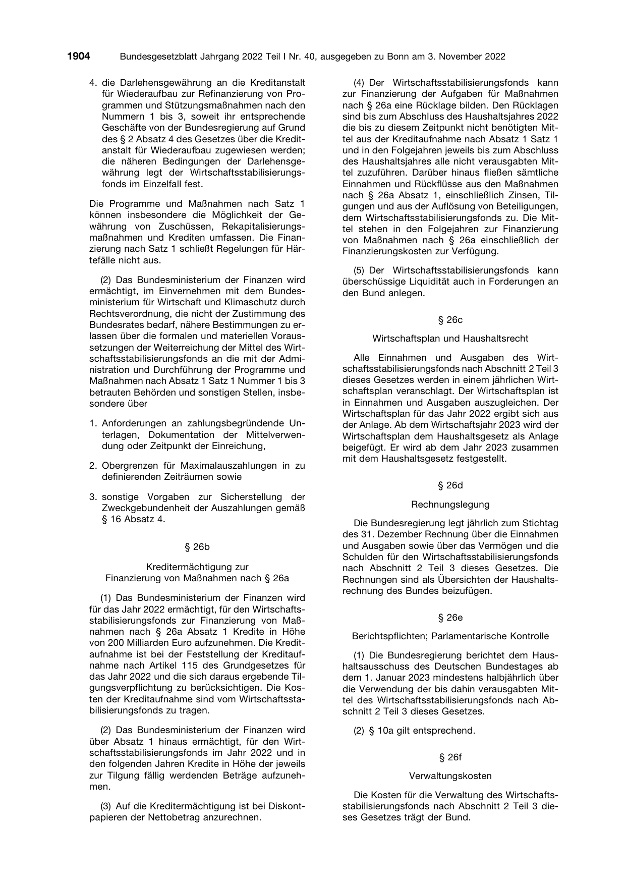 BGBl. 2022, Seite 1904 — Originalseite als Abbildung