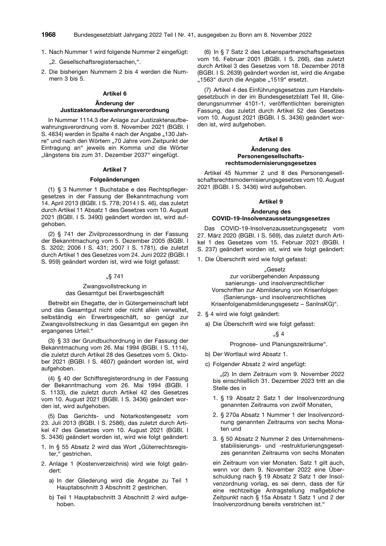 BGBl. 2022, Seite 1968 — Originalseite als Abbildung