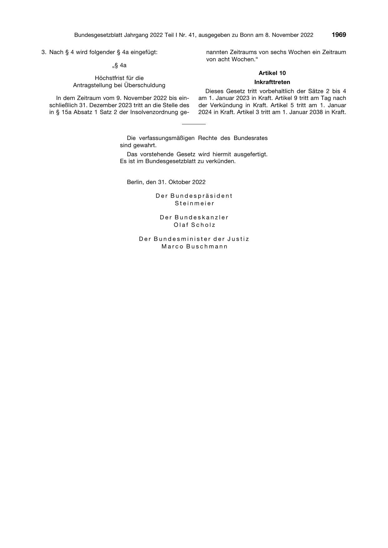BGBl. 2022, Seite 1969 — Originalseite als Abbildung
