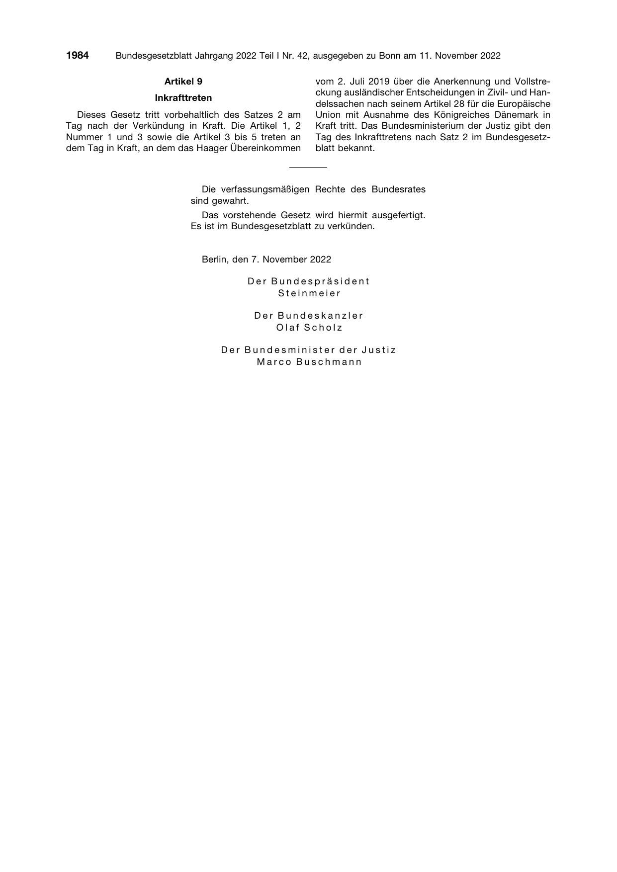 BGBl. 2022, Seite 1984 — Originalseite als Abbildung
