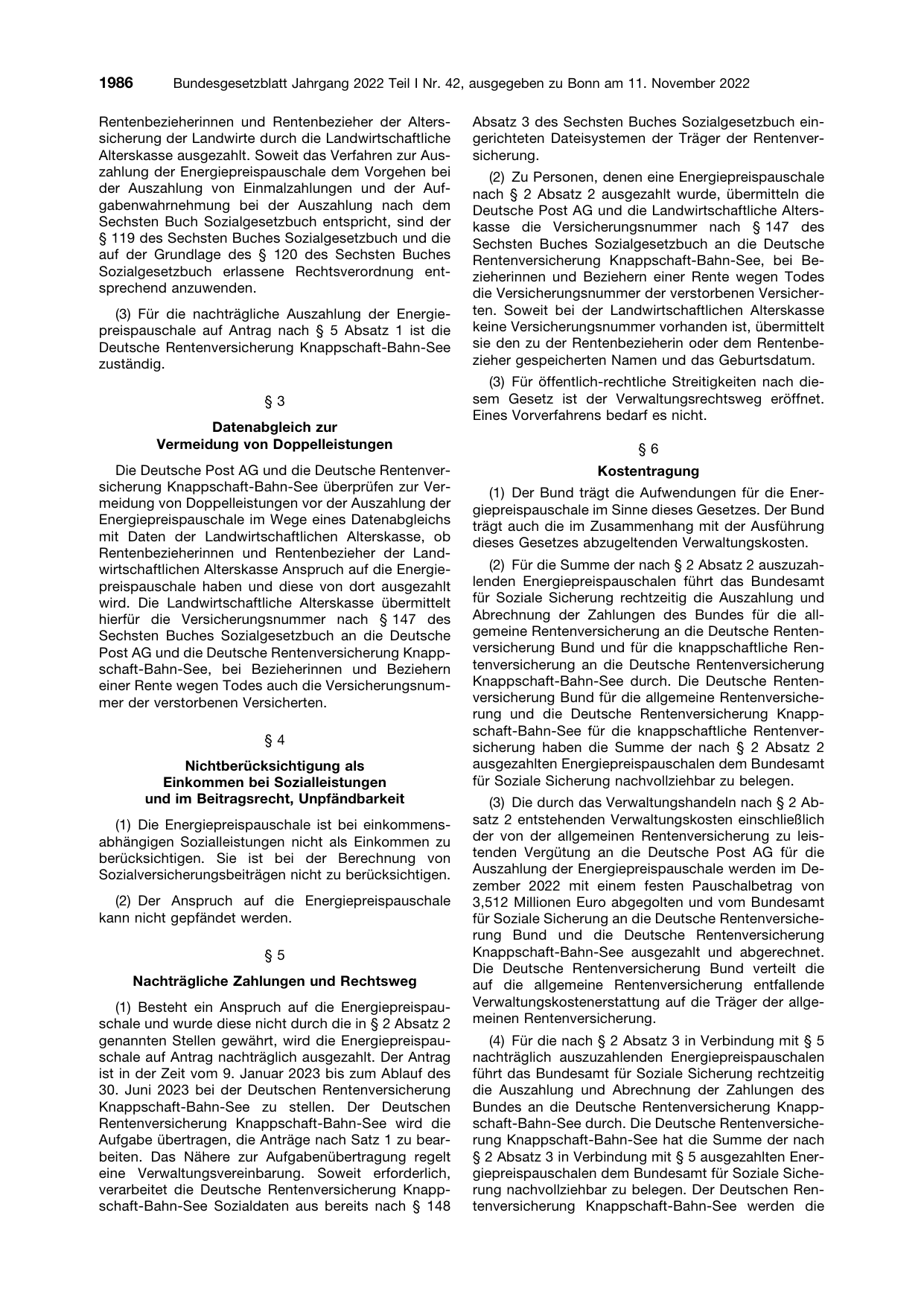 BGBl. 2022, Seite 1986 — Originalseite als Abbildung