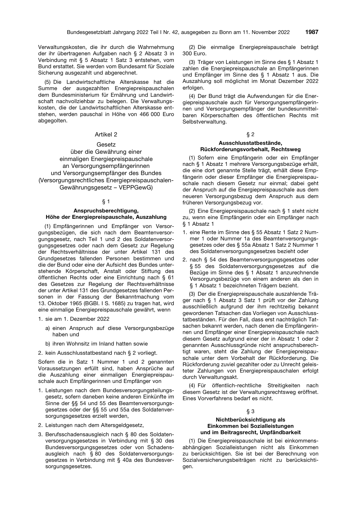 BGBl. 2022, Seite 1987 — Originalseite als Abbildung