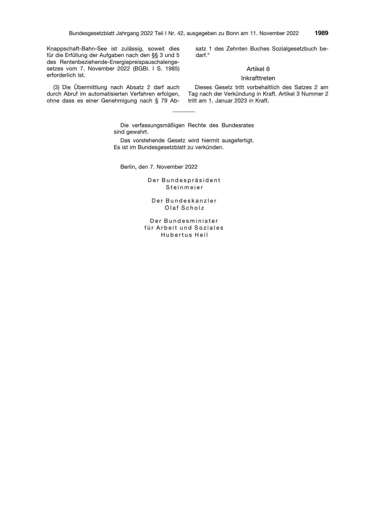 BGBl. 2022, Seite 1989 — Originalseite als Abbildung