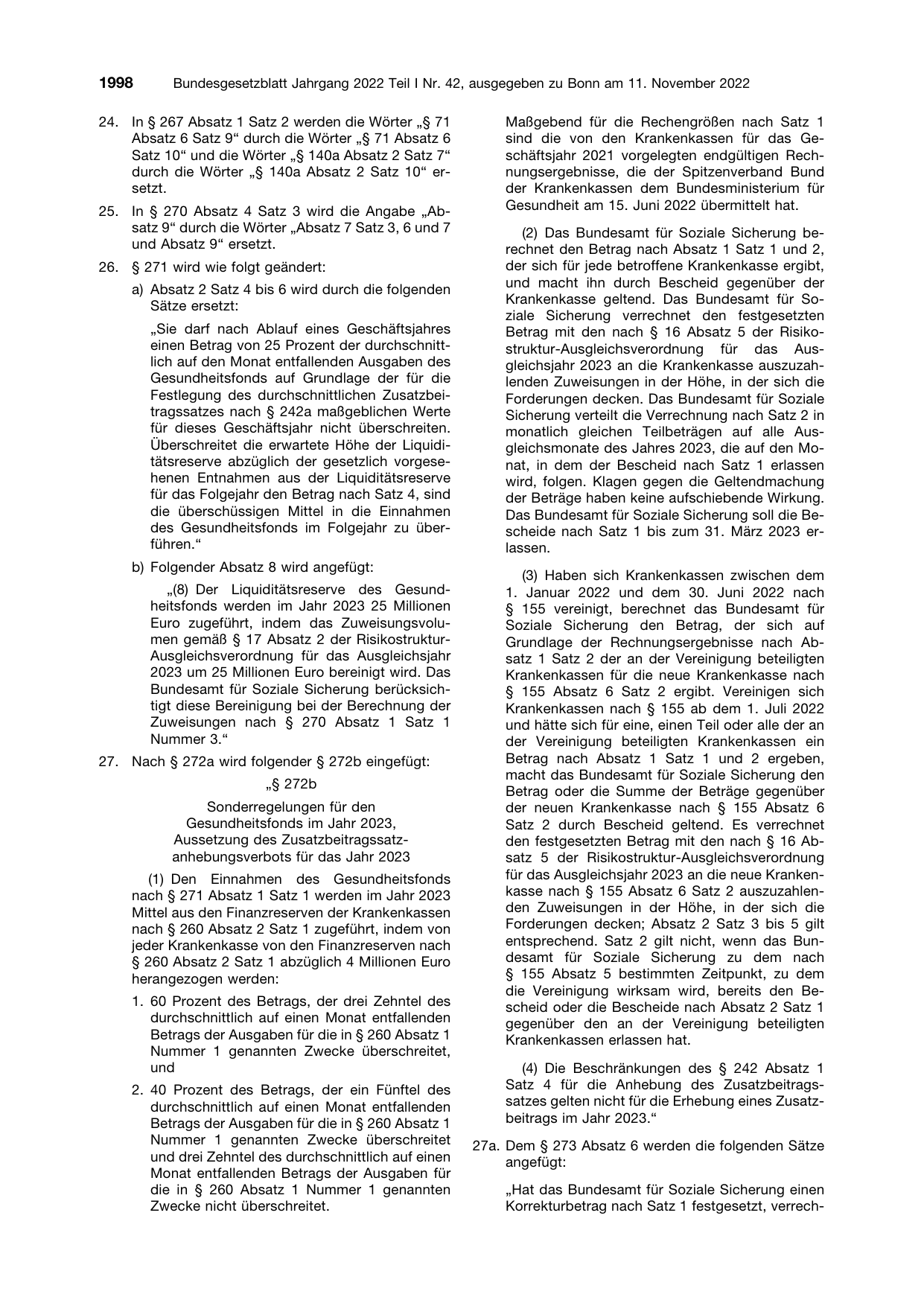 BGBl. 2022, Seite 1998 — Originalseite als Abbildung