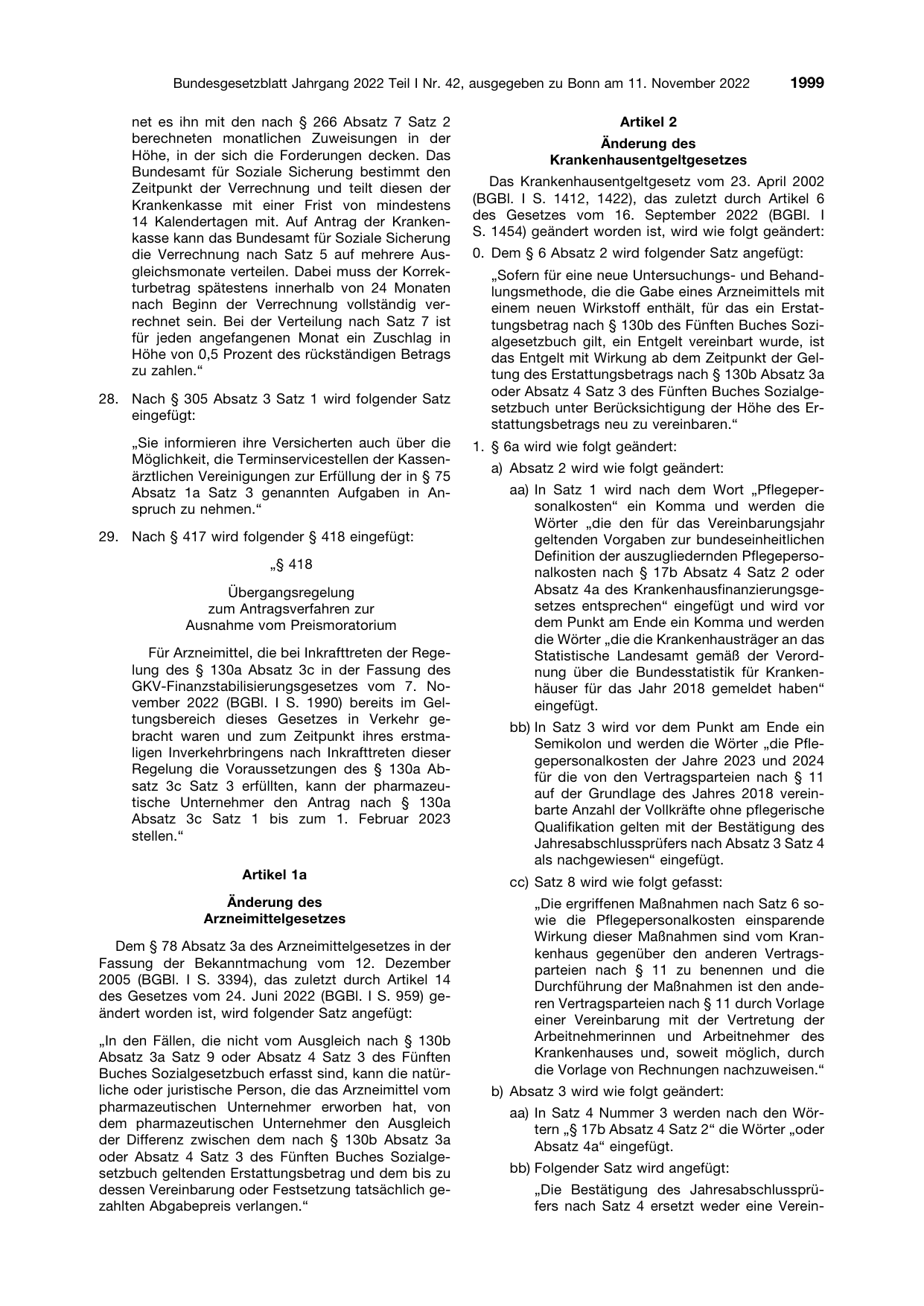 BGBl. 2022, Seite 1999 — Originalseite als Abbildung