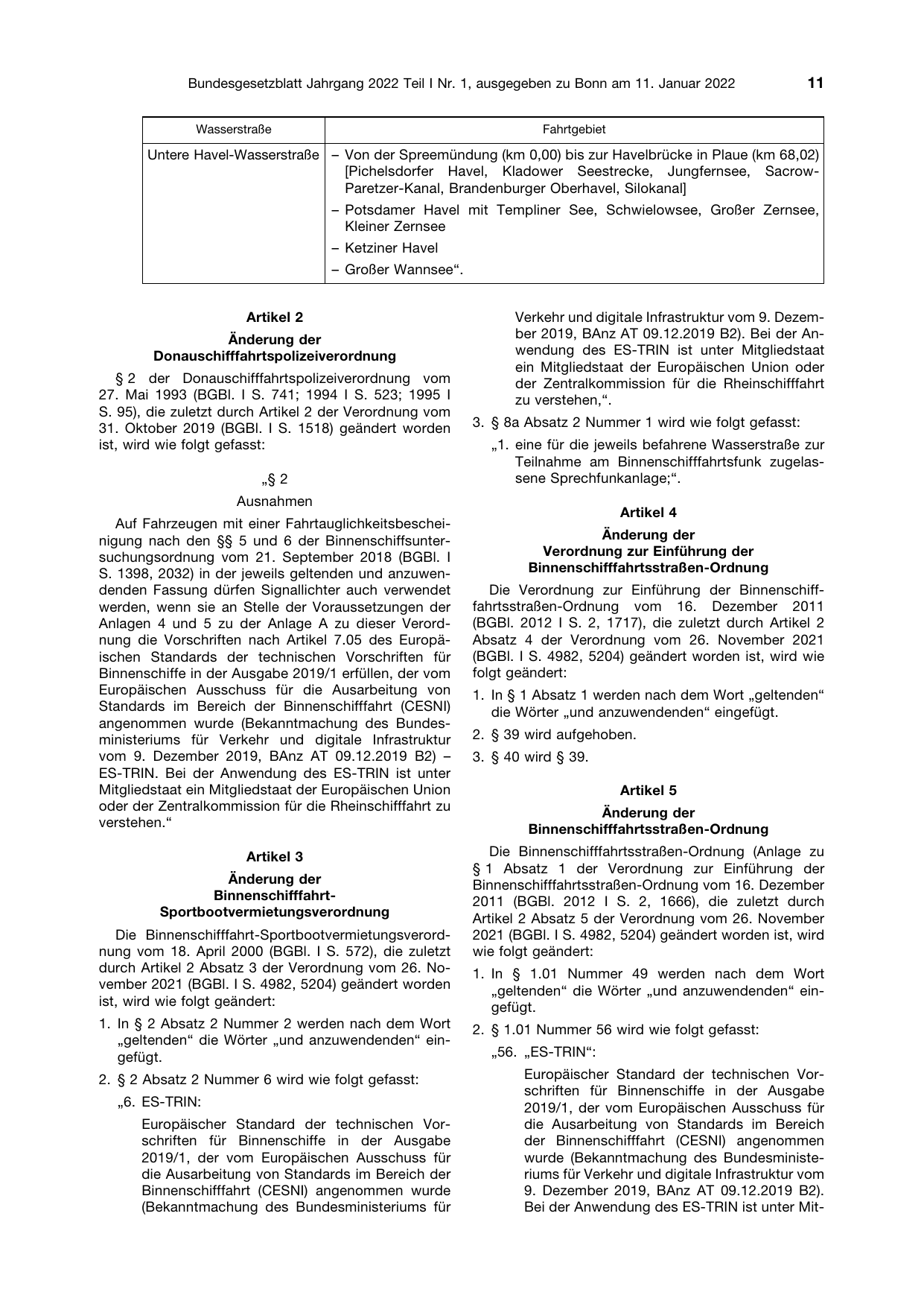 BGBl. 2022, Seite 11 — Originalseite als Abbildung