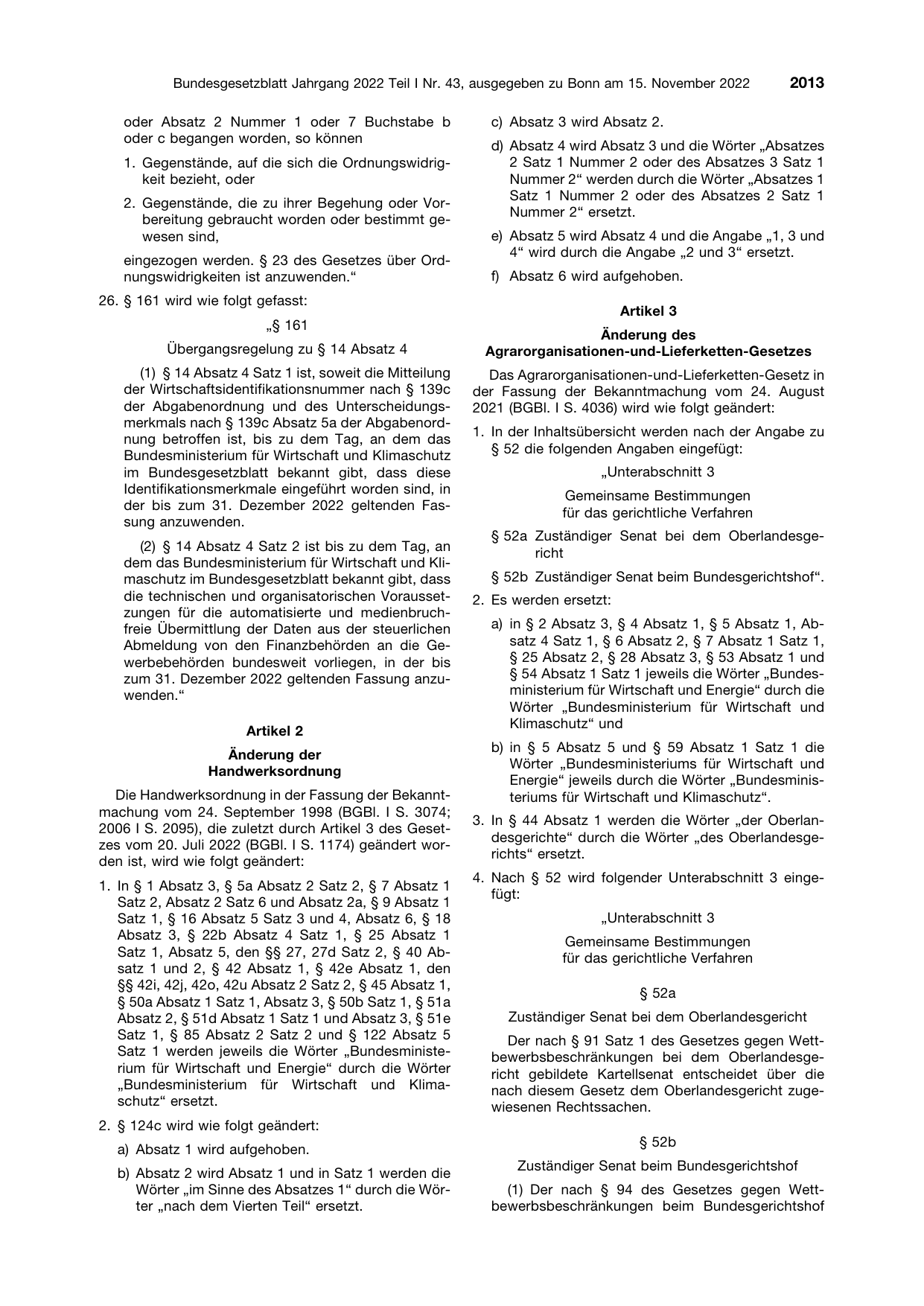 BGBl. 2022, Seite 2013 — Originalseite als Abbildung
