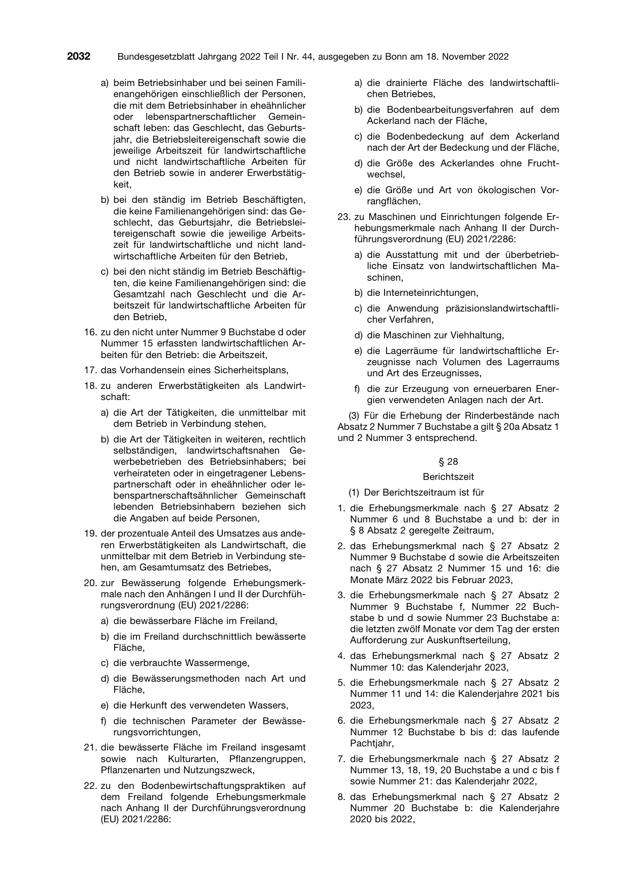 BGBl. 2022, Seite 2032 — Originalseite als Abbildung