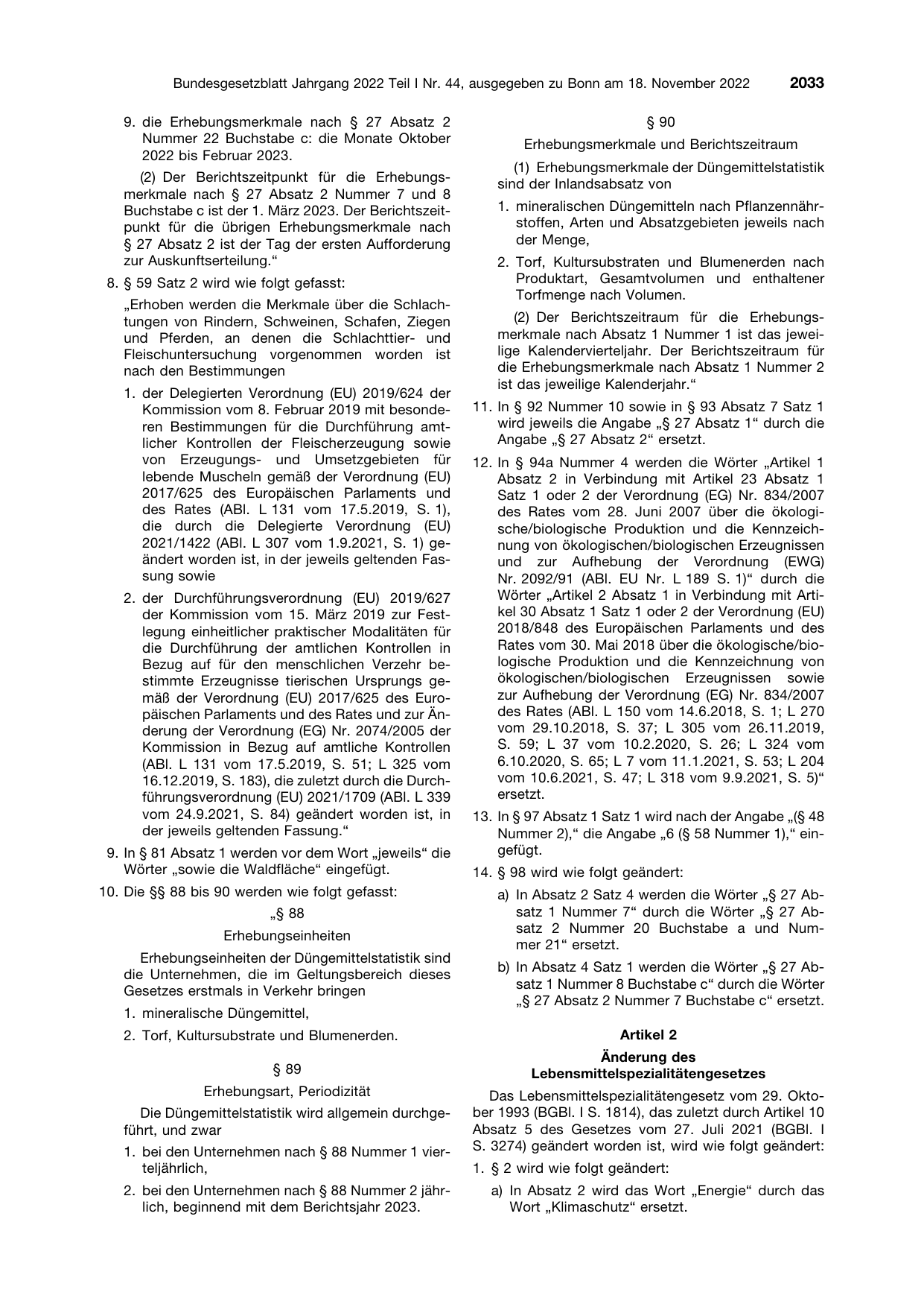 BGBl. 2022, Seite 2033 — Originalseite als Abbildung