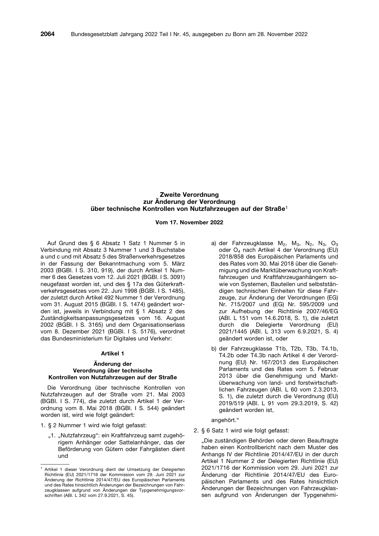 BGBl. 2022, Seite 2064 — Originalseite als Abbildung