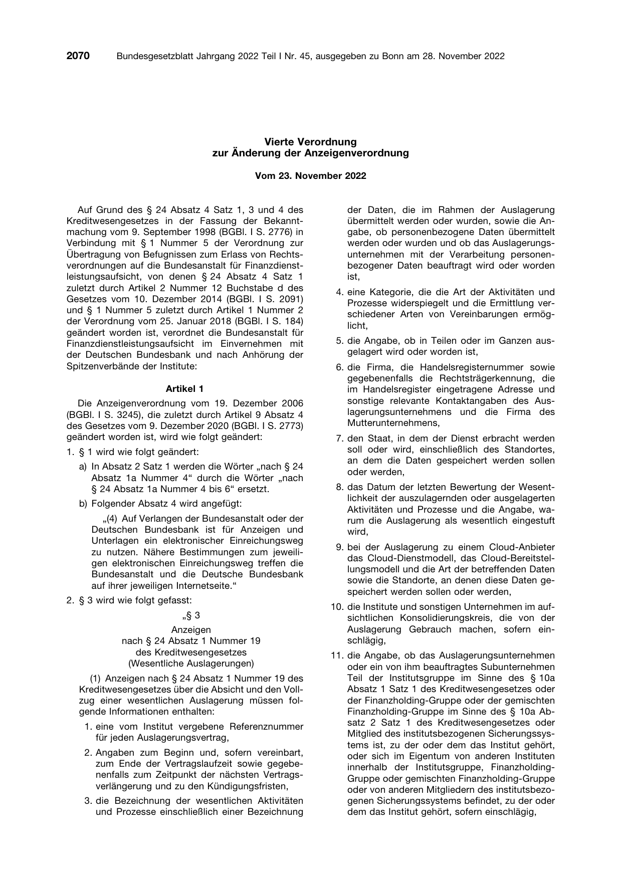 BGBl. 2022, Seite 2070 — Originalseite als Abbildung