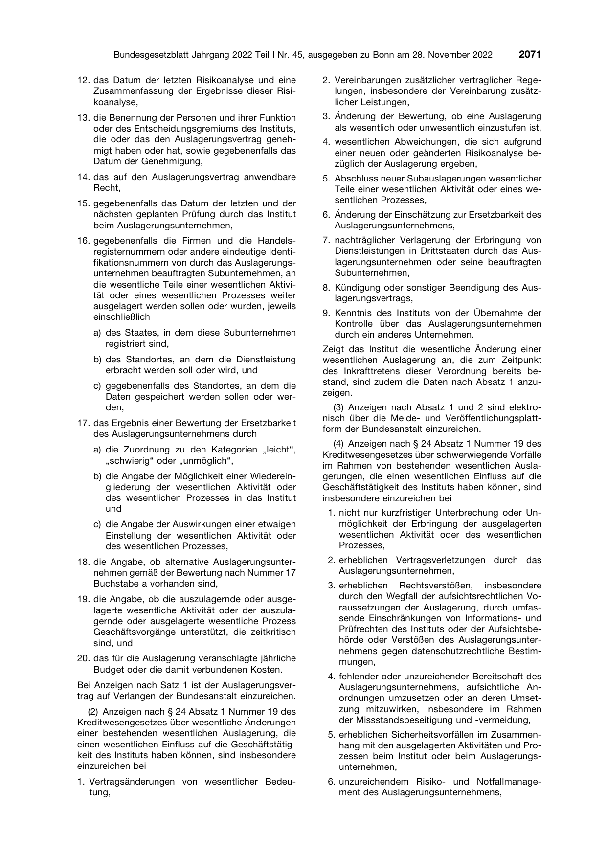 BGBl. 2022, Seite 2071 — Originalseite als Abbildung