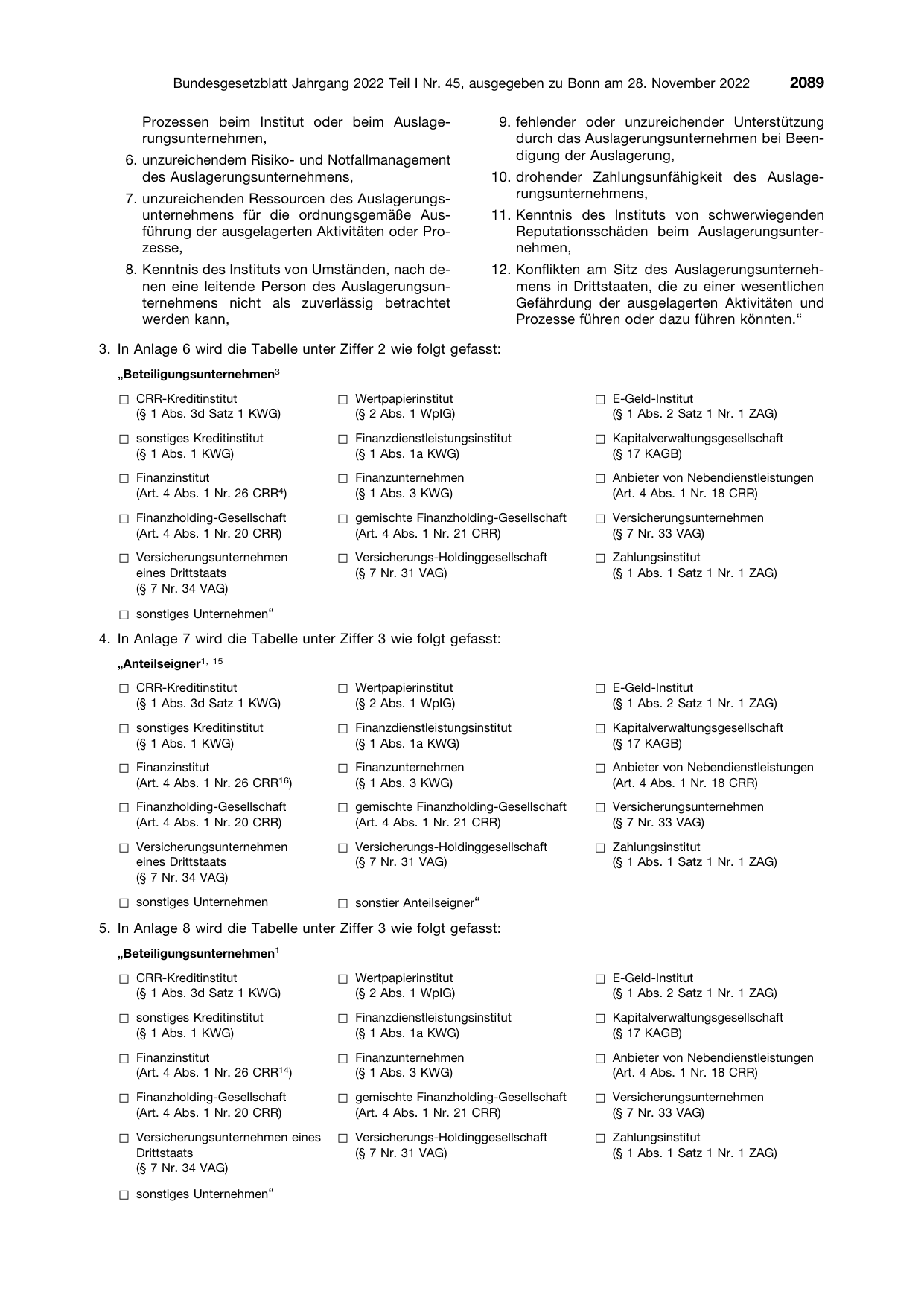 BGBl. 2022, Seite 2089 — Originalseite als Abbildung