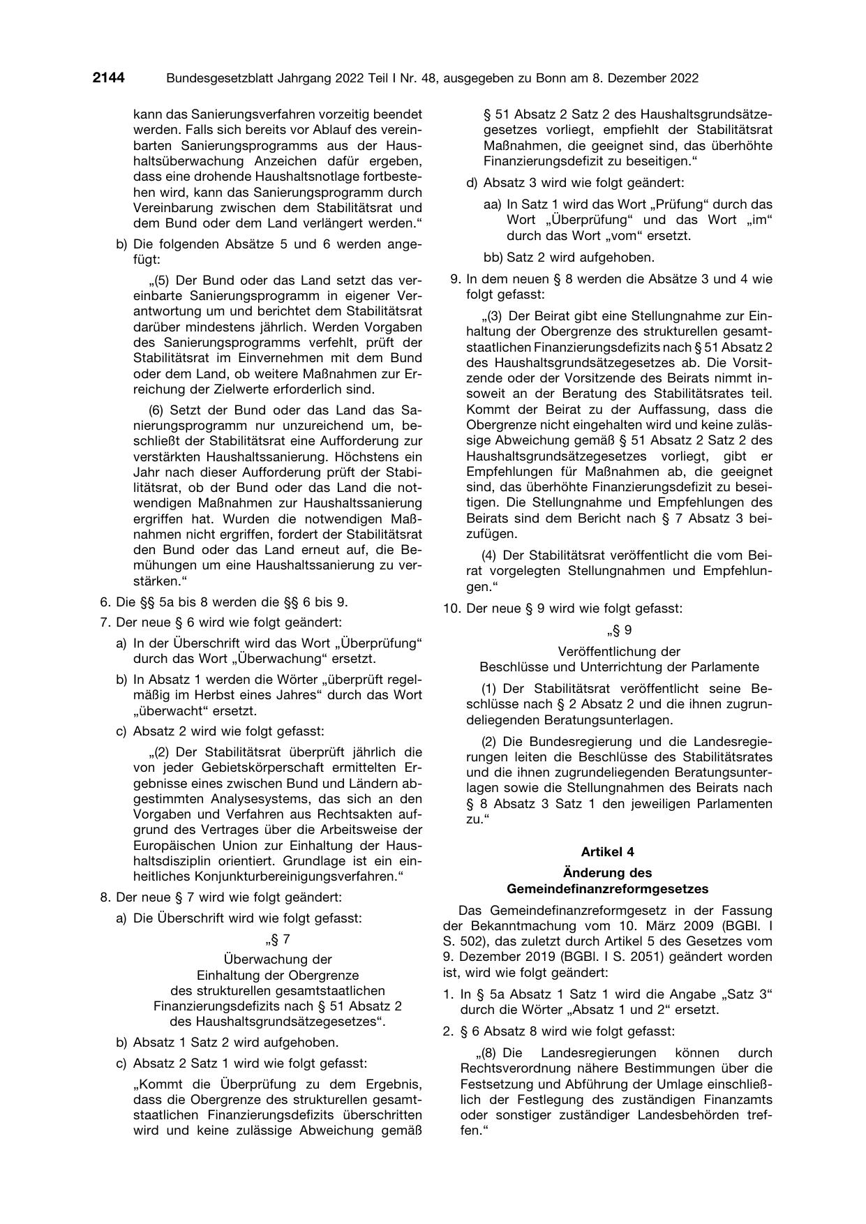 BGBl. 2022, Seite 2144 — Originalseite als Abbildung