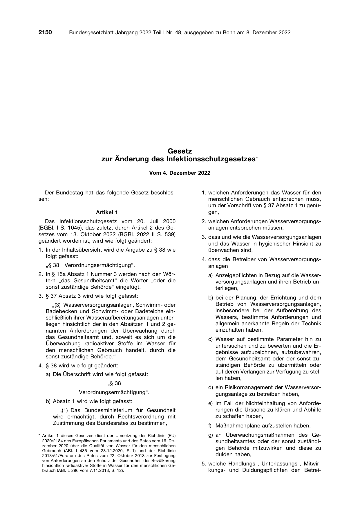 BGBl. 2022, Seite 2150 — Originalseite als Abbildung