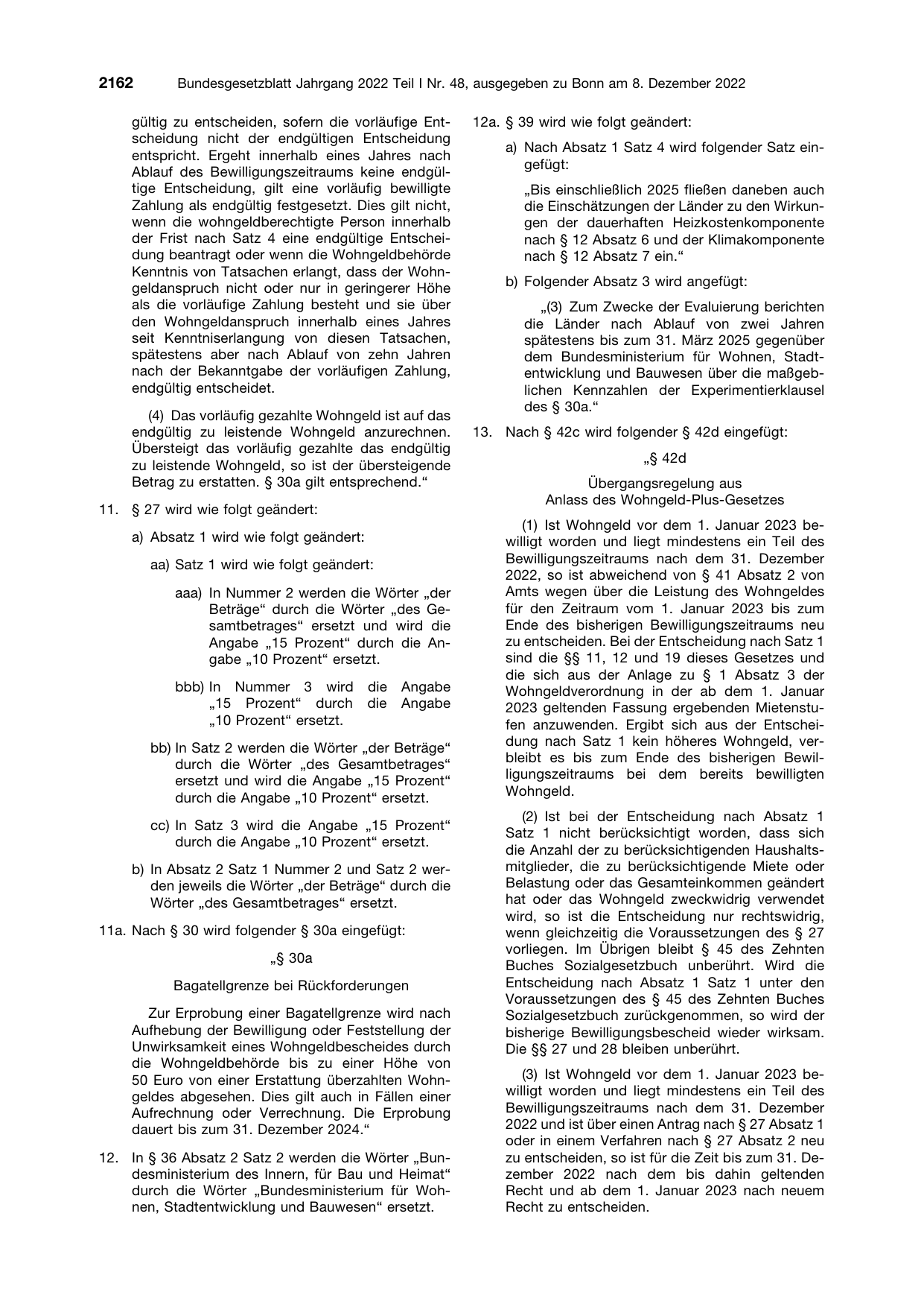 BGBl. 2022, Seite 2162 — Originalseite als Abbildung