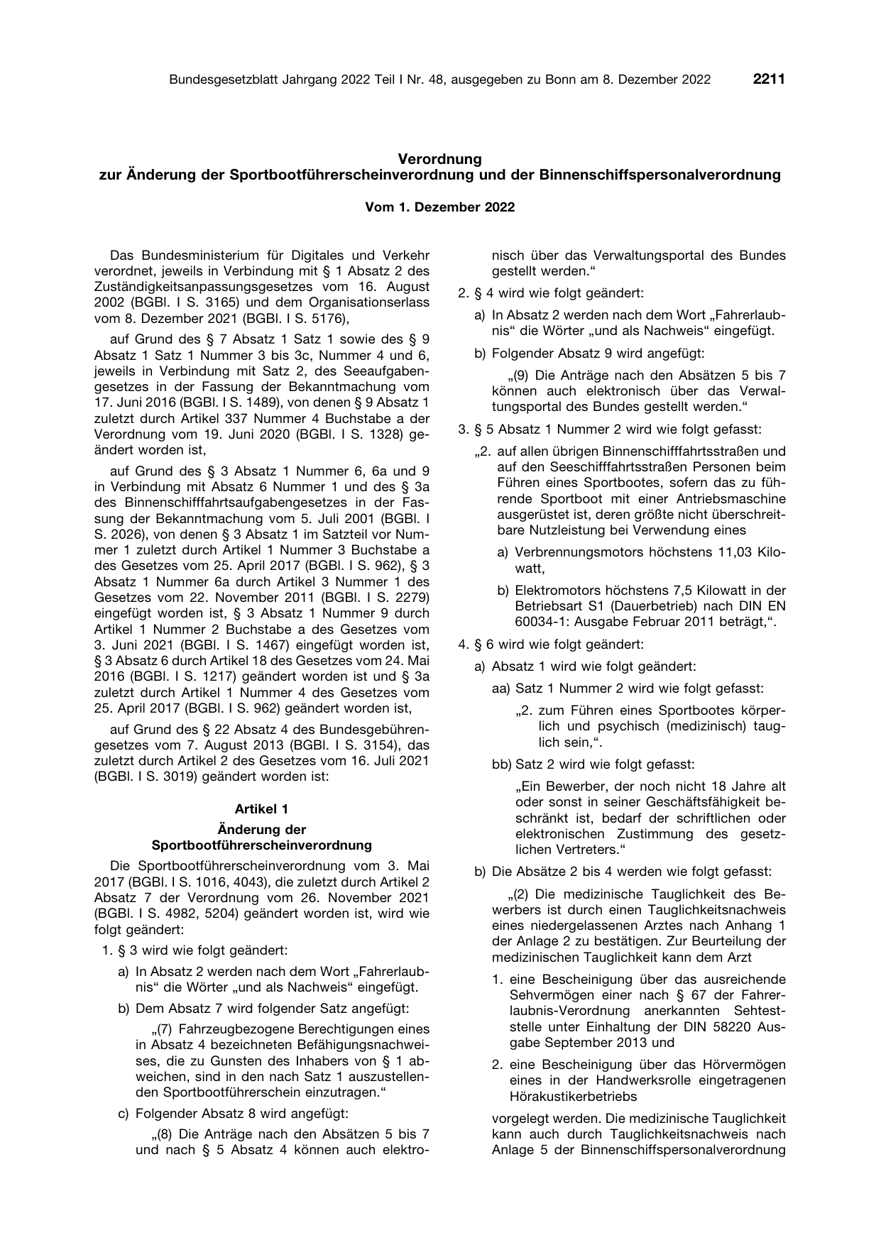 BGBl. 2022, Seite 2211 — Originalseite als Abbildung
