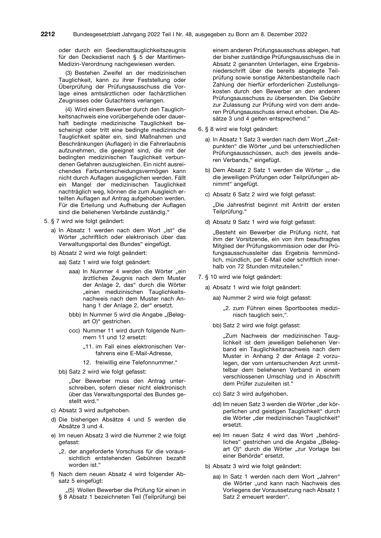 BGBl. 2022, Seite 2212 — Originalseite als Abbildung