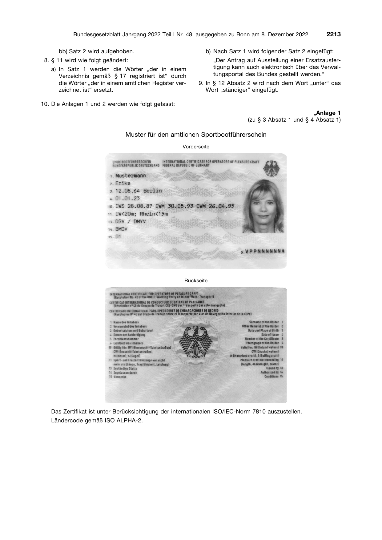 BGBl. 2022, Seite 2213 — Originalseite als Abbildung