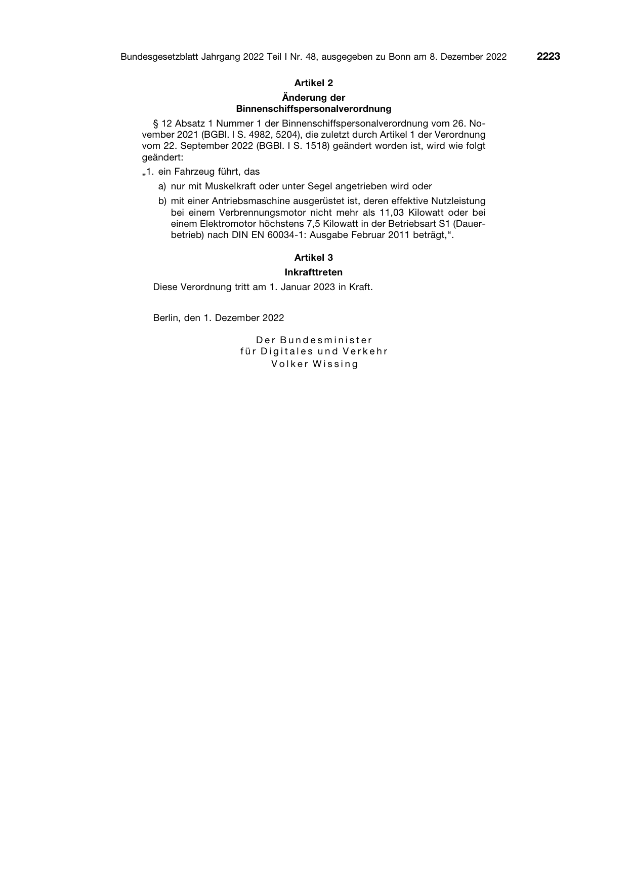 BGBl. 2022, Seite 2223 — Originalseite als Abbildung