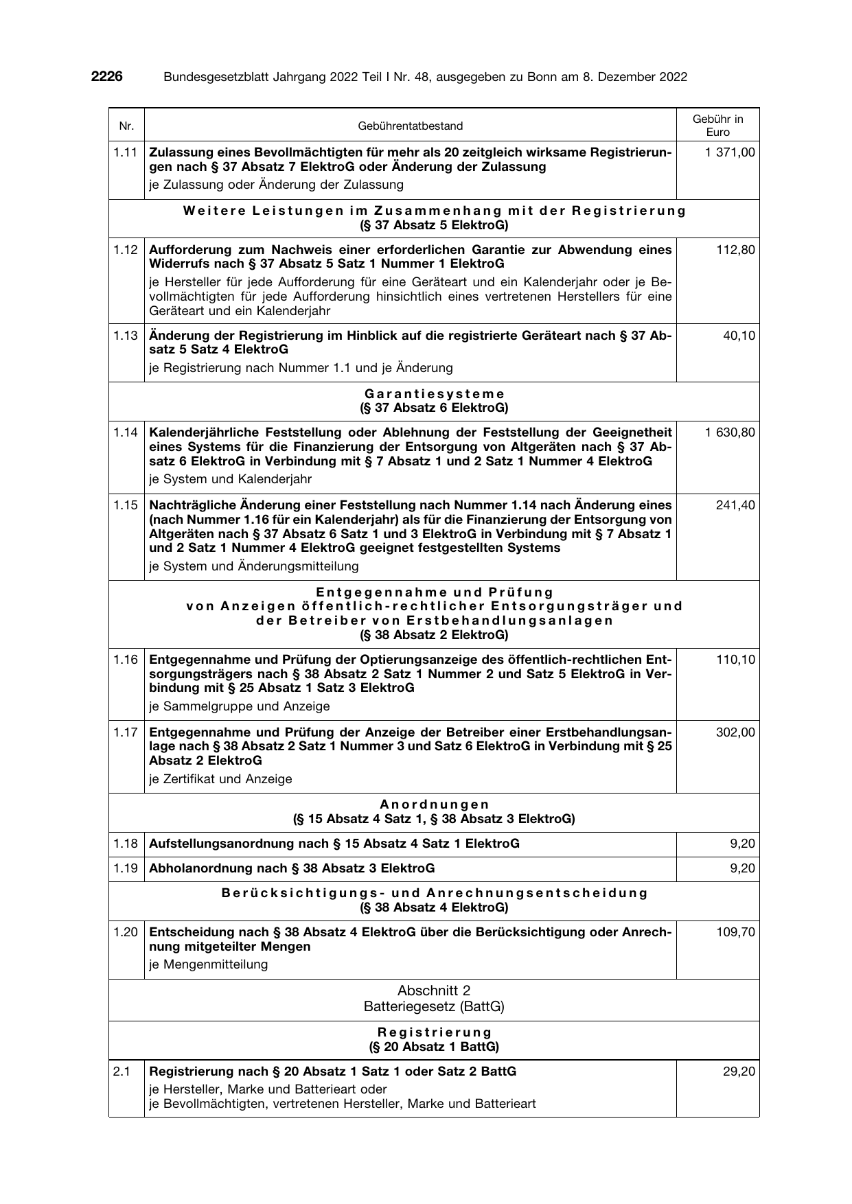 BGBl. 2022, Seite 2226 — Originalseite als Abbildung