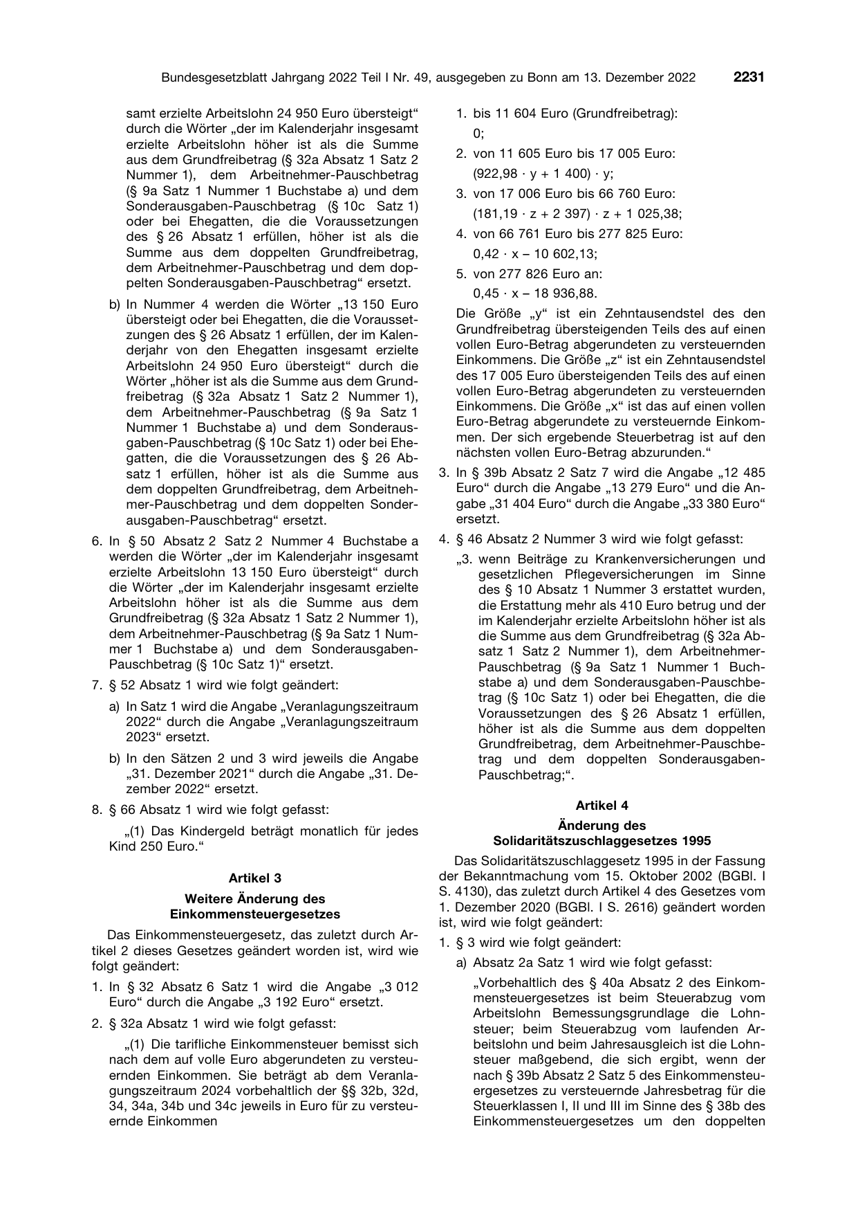 BGBl. 2022, Seite 2231 — Originalseite als Abbildung