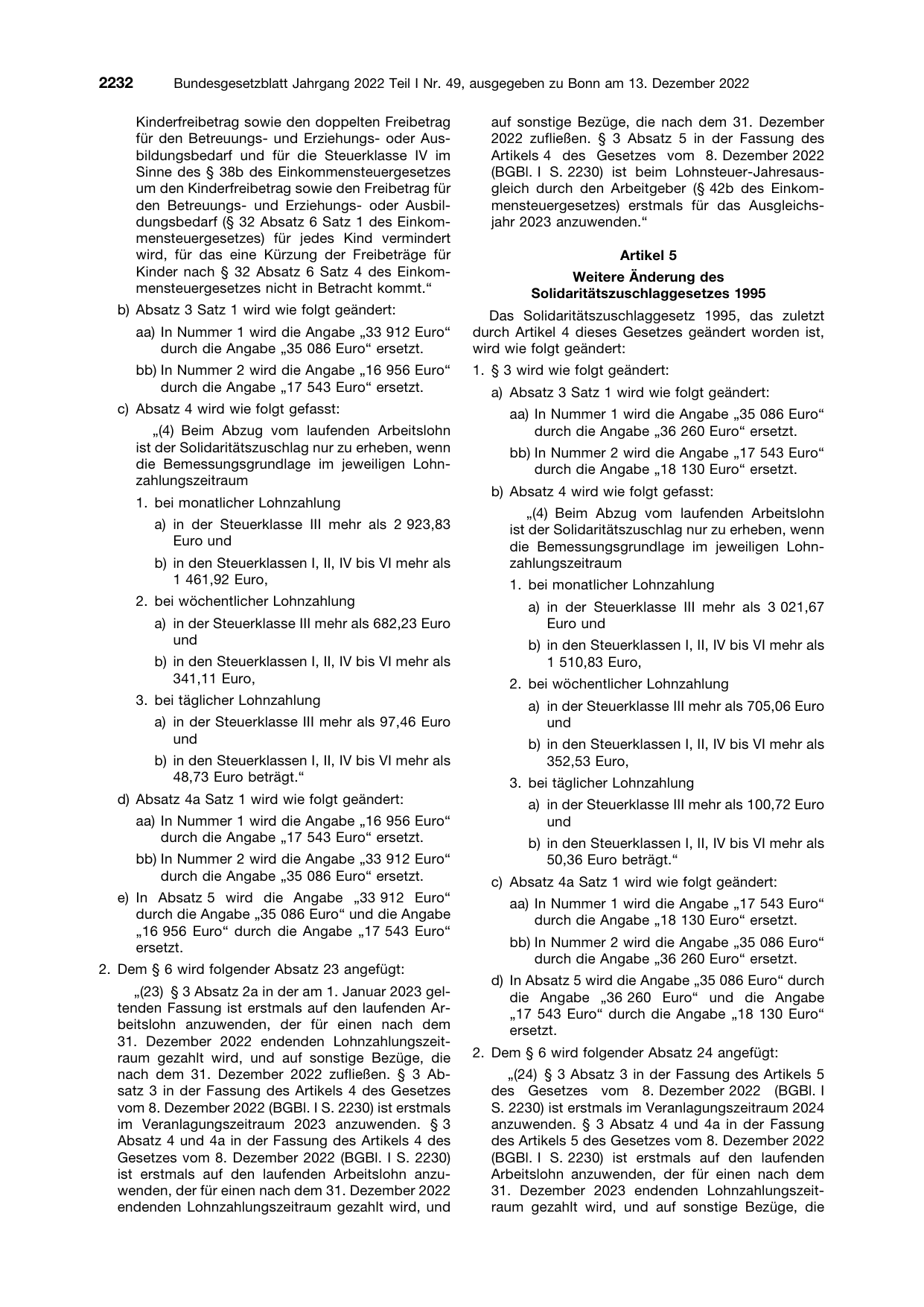 BGBl. 2022, Seite 2232 — Originalseite als Abbildung