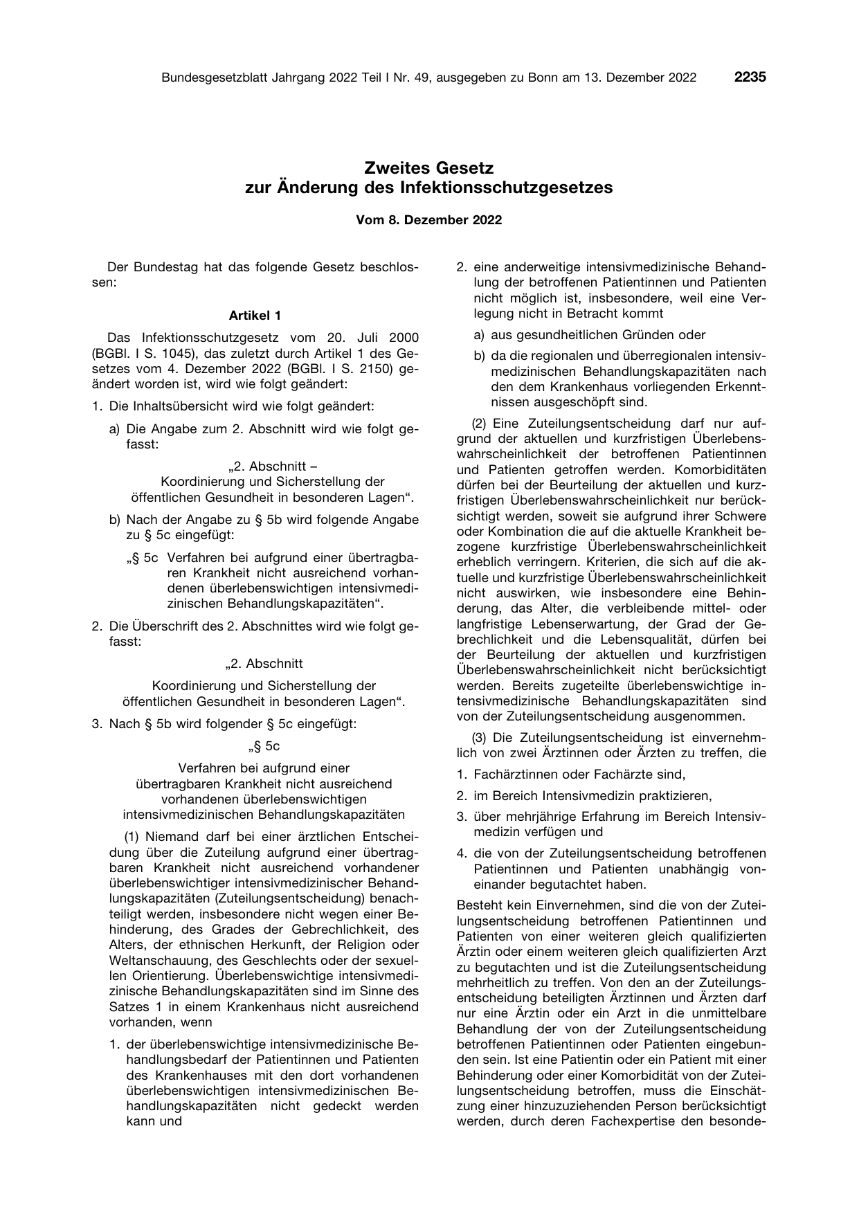 BGBl. 2022, Seite 2235 — Originalseite als Abbildung