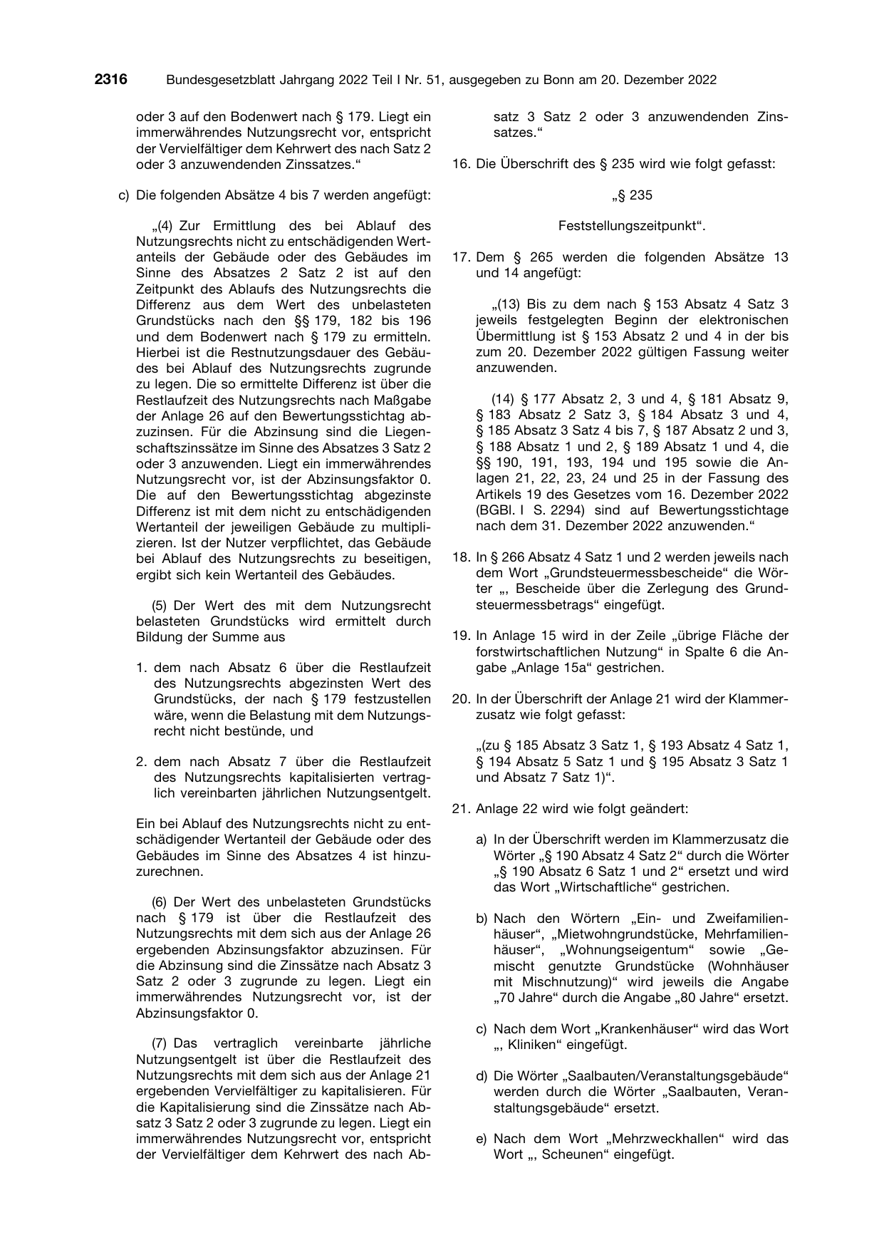 BGBl. 2022, Seite 2316 — Originalseite als Abbildung