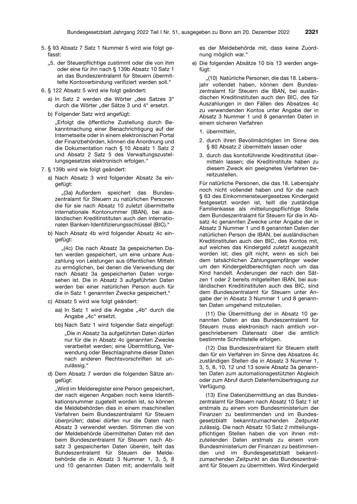 BGBl. 2022, Seite 2321 — Originalseite als Abbildung