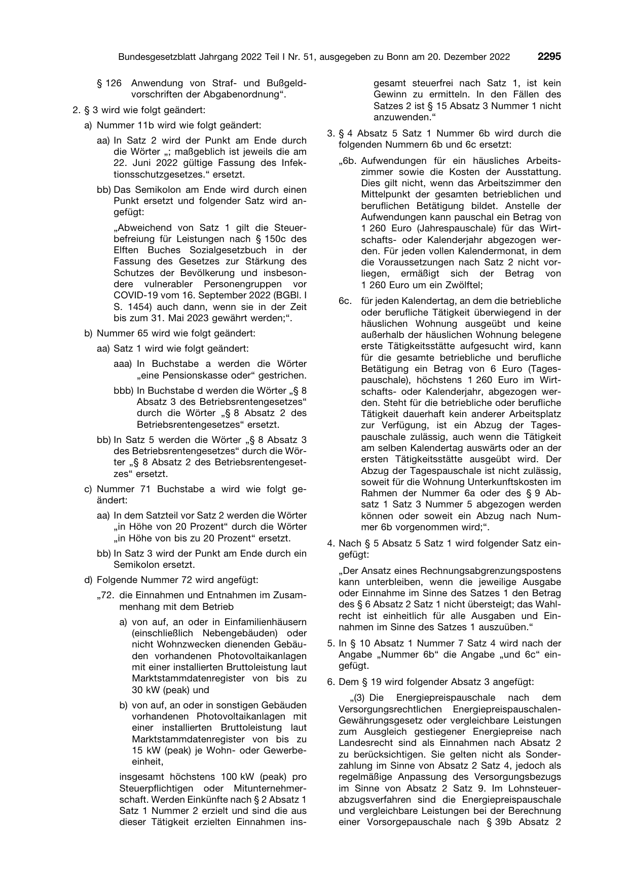 BGBl. 2022, Seite 2295 — Originalseite als Abbildung