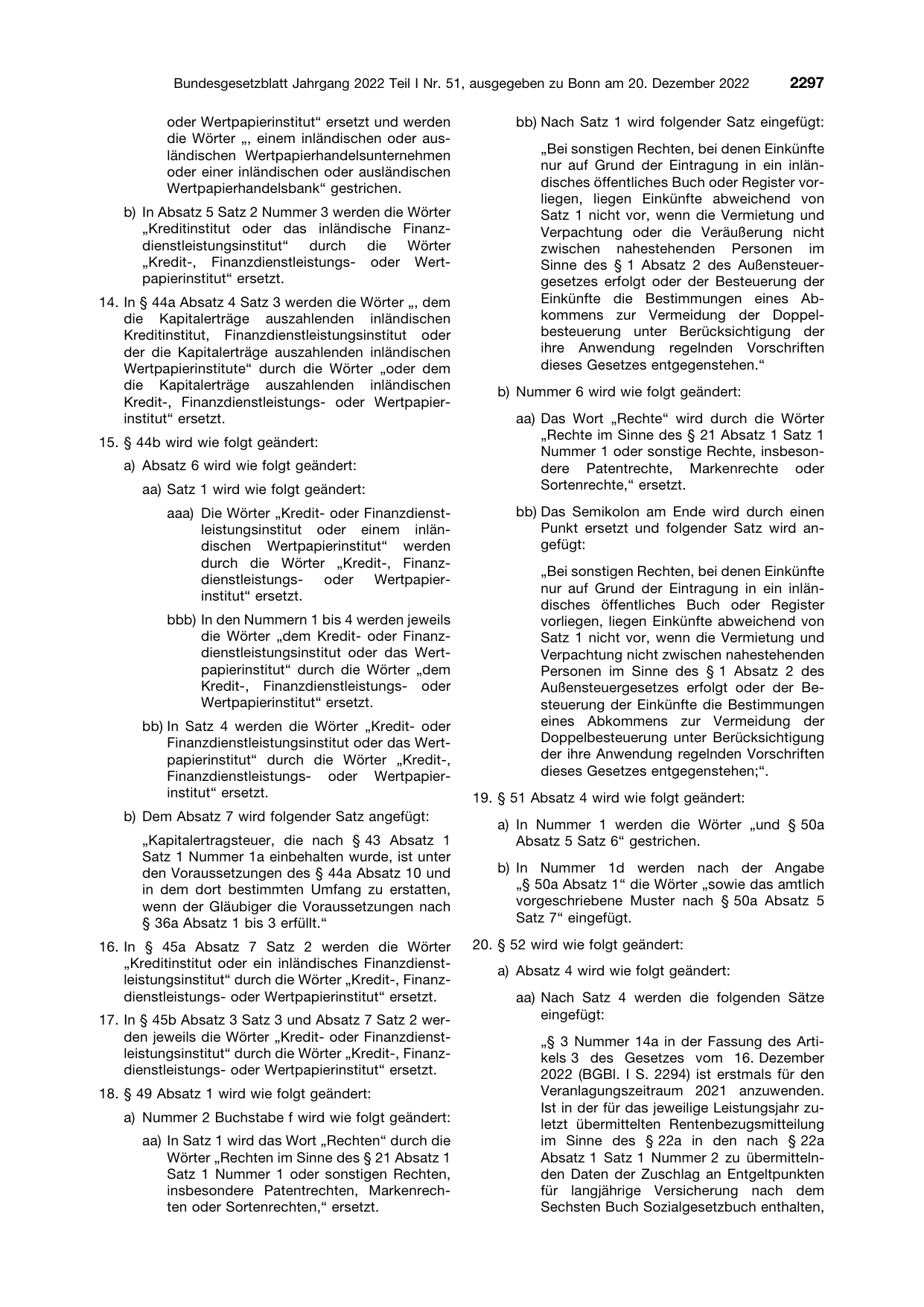 BGBl. 2022, Seite 2297 — Originalseite als Abbildung