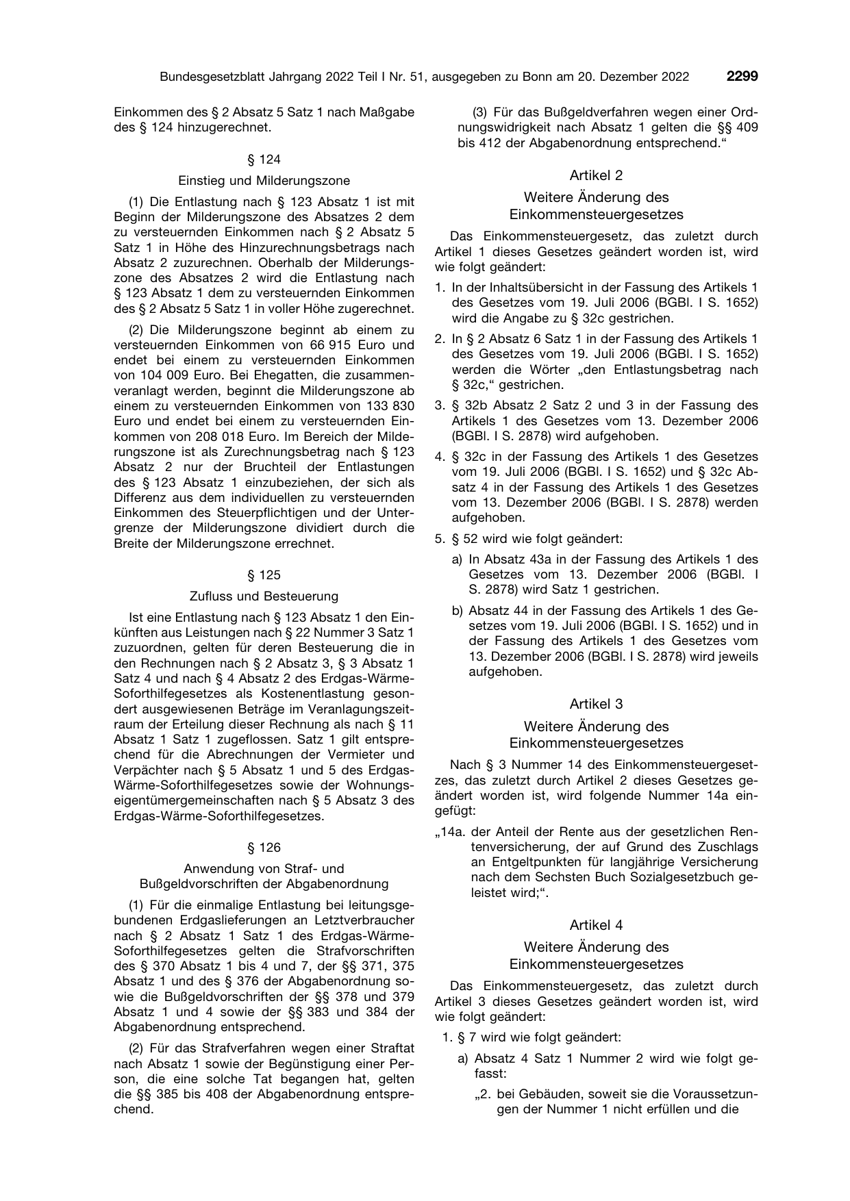 BGBl. 2022, Seite 2299 — Originalseite als Abbildung