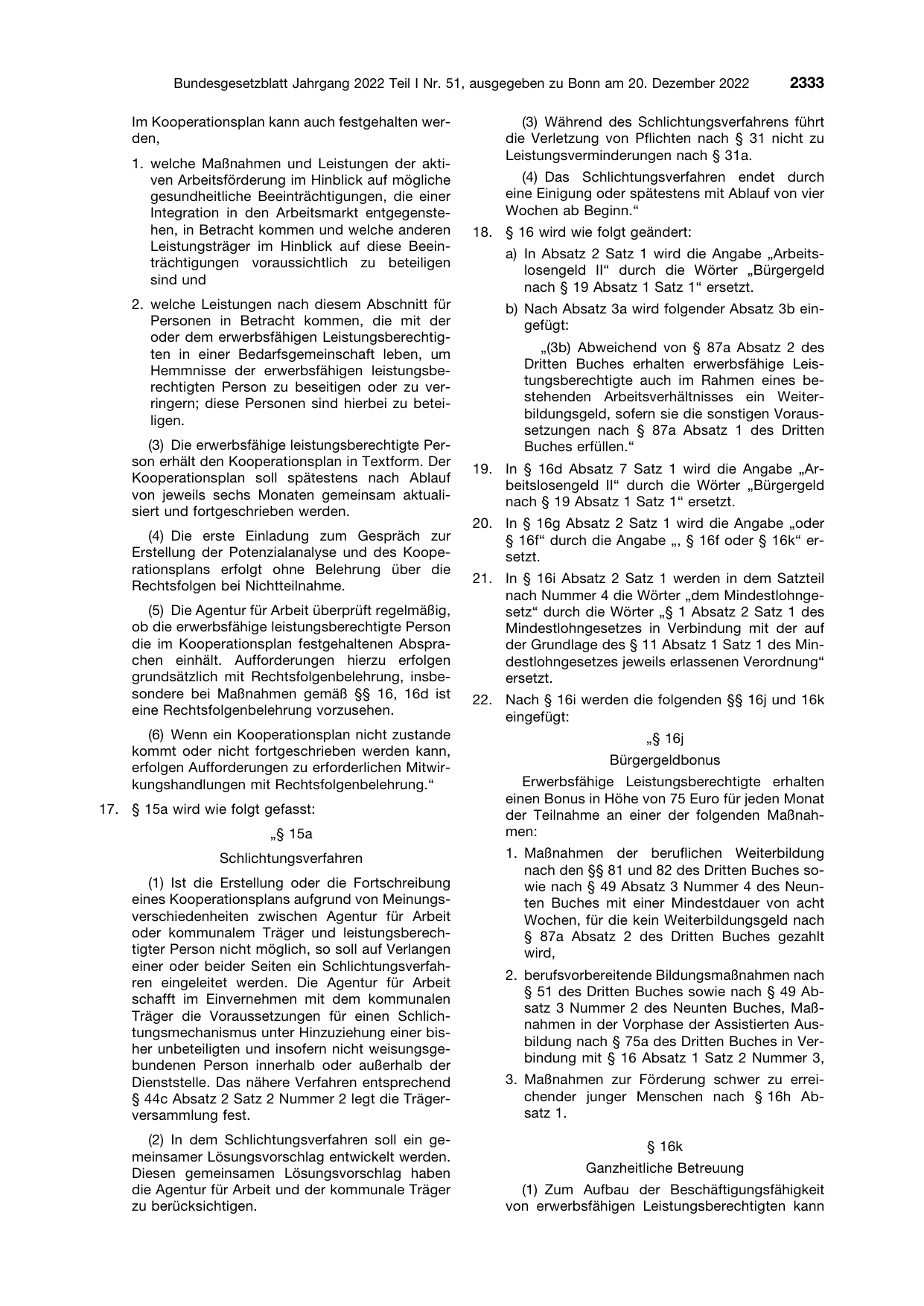 BGBl. 2022, Seite 2333 — Originalseite als Abbildung