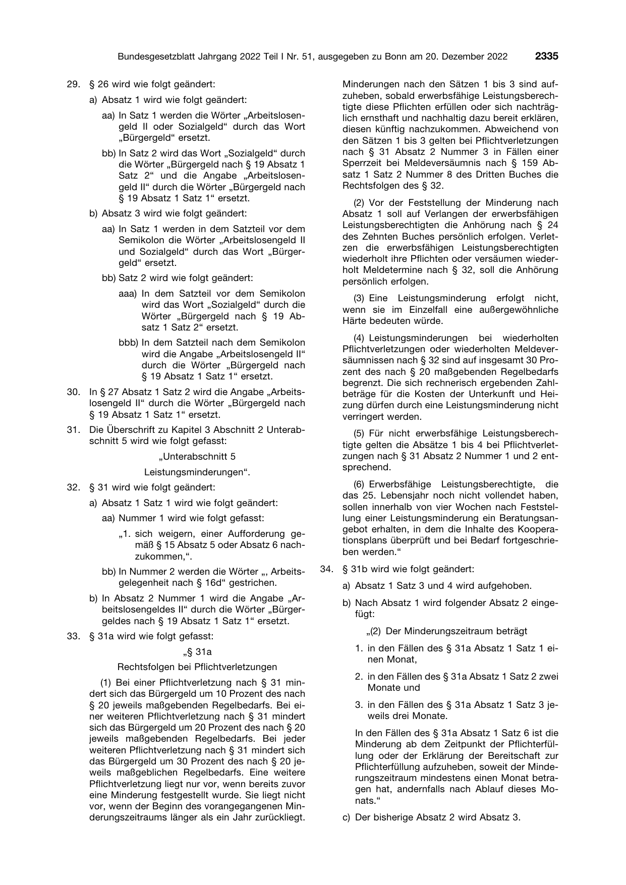 BGBl. 2022, Seite 2335 — Originalseite als Abbildung