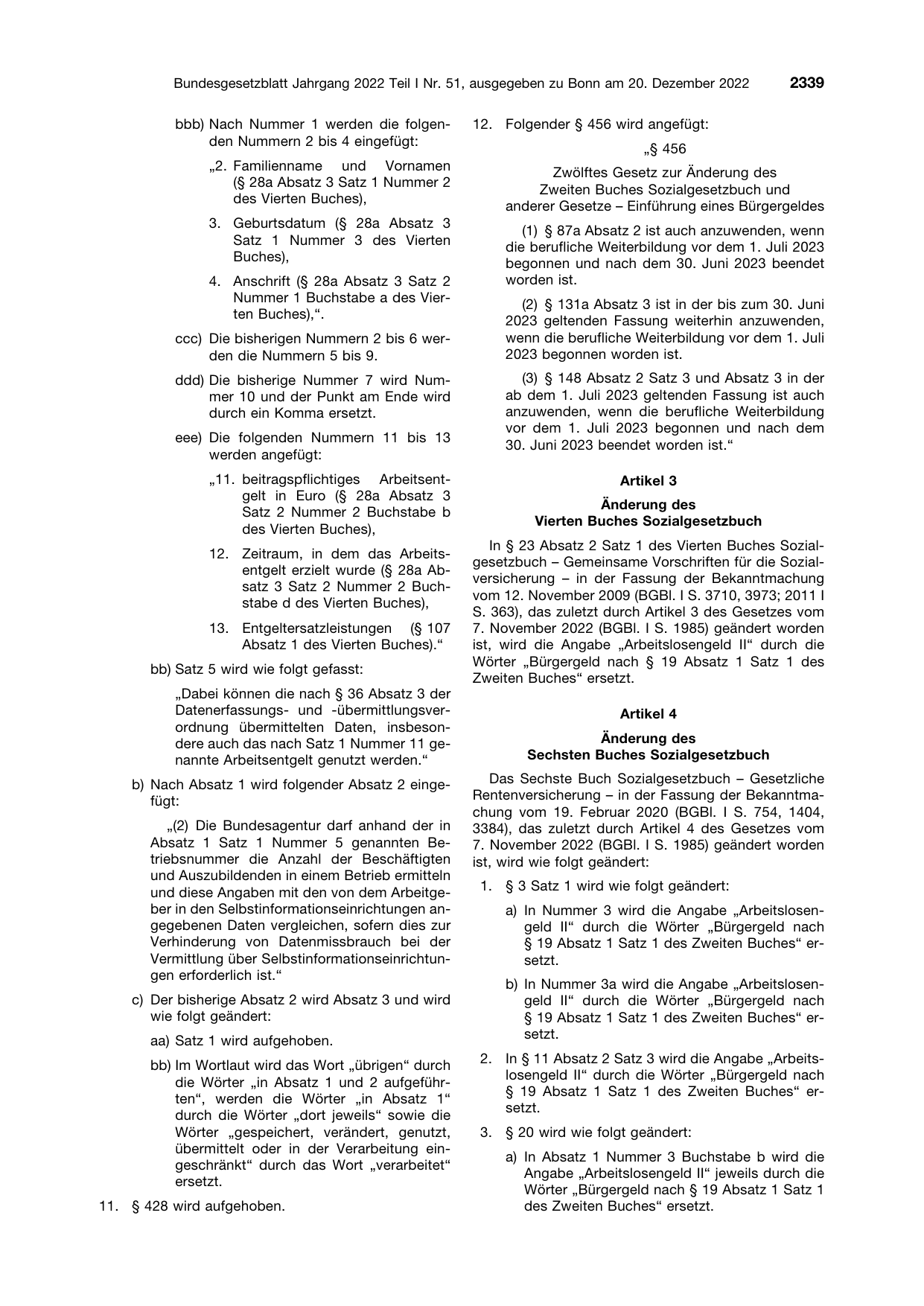 BGBl. 2022, Seite 2339 — Originalseite als Abbildung