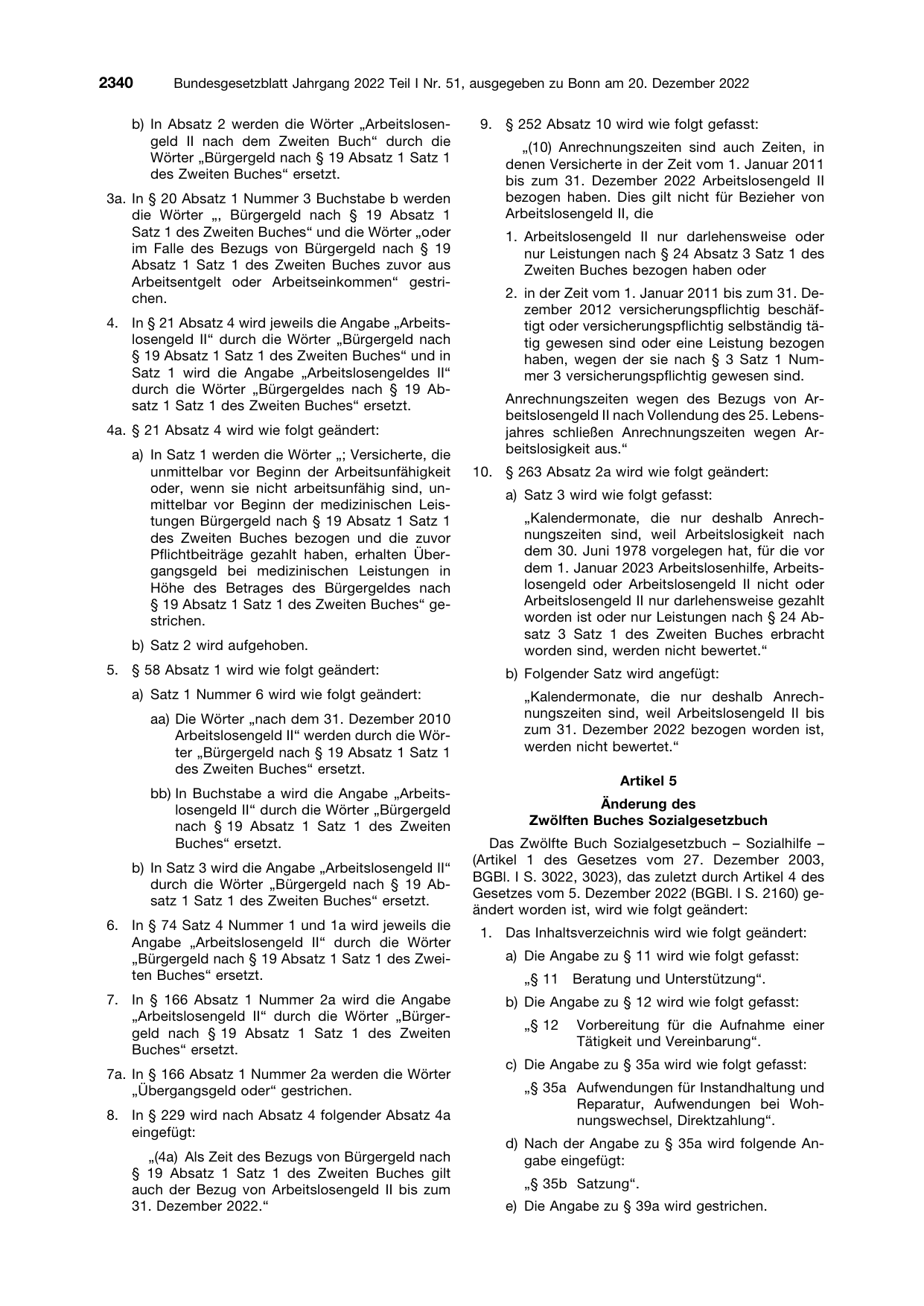 BGBl. 2022, Seite 2340 — Originalseite als Abbildung