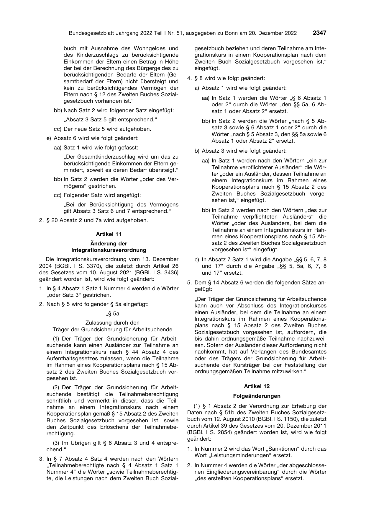 BGBl. 2022, Seite 2347 — Originalseite als Abbildung