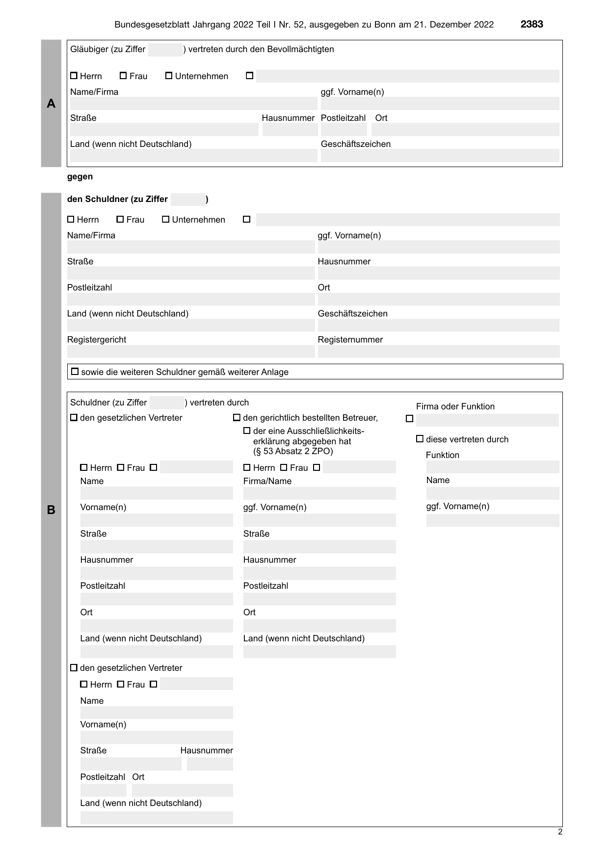 BGBl. 2022, Seite 2383 — Originalseite als Abbildung