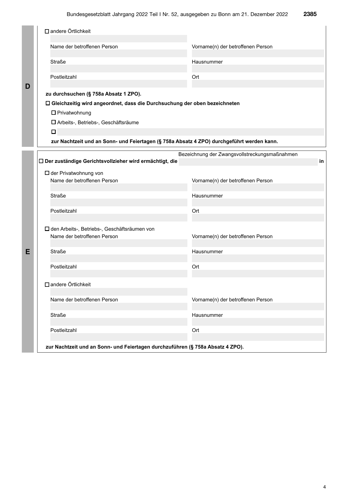 BGBl. 2022, Seite 2385 — Originalseite als Abbildung