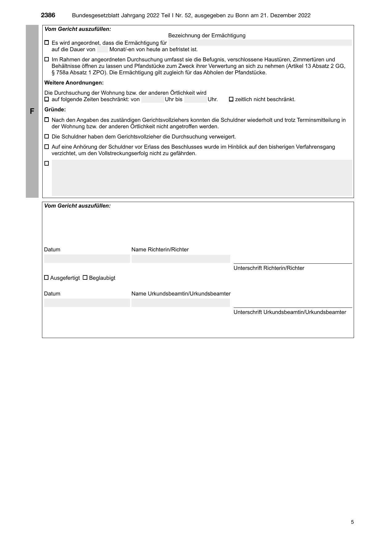 BGBl. 2022, Seite 2386 — Originalseite als Abbildung