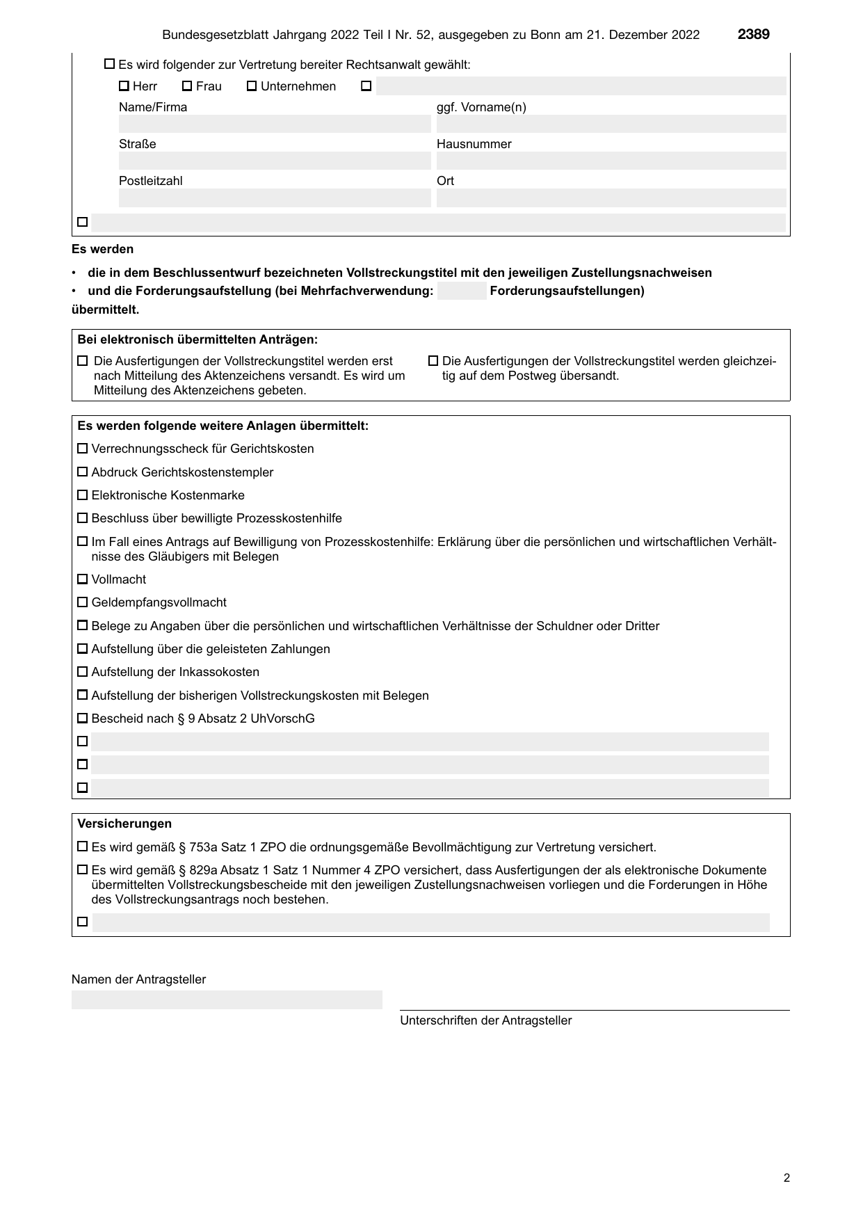 BGBl. 2022, Seite 2389 — Originalseite als Abbildung