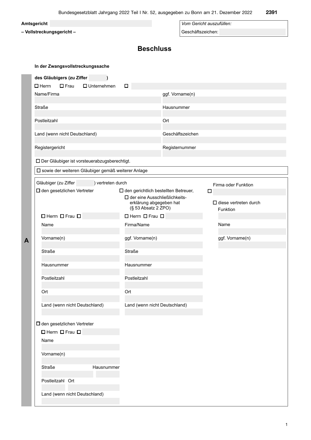 BGBl. 2022, Seite 2391 — Originalseite als Abbildung