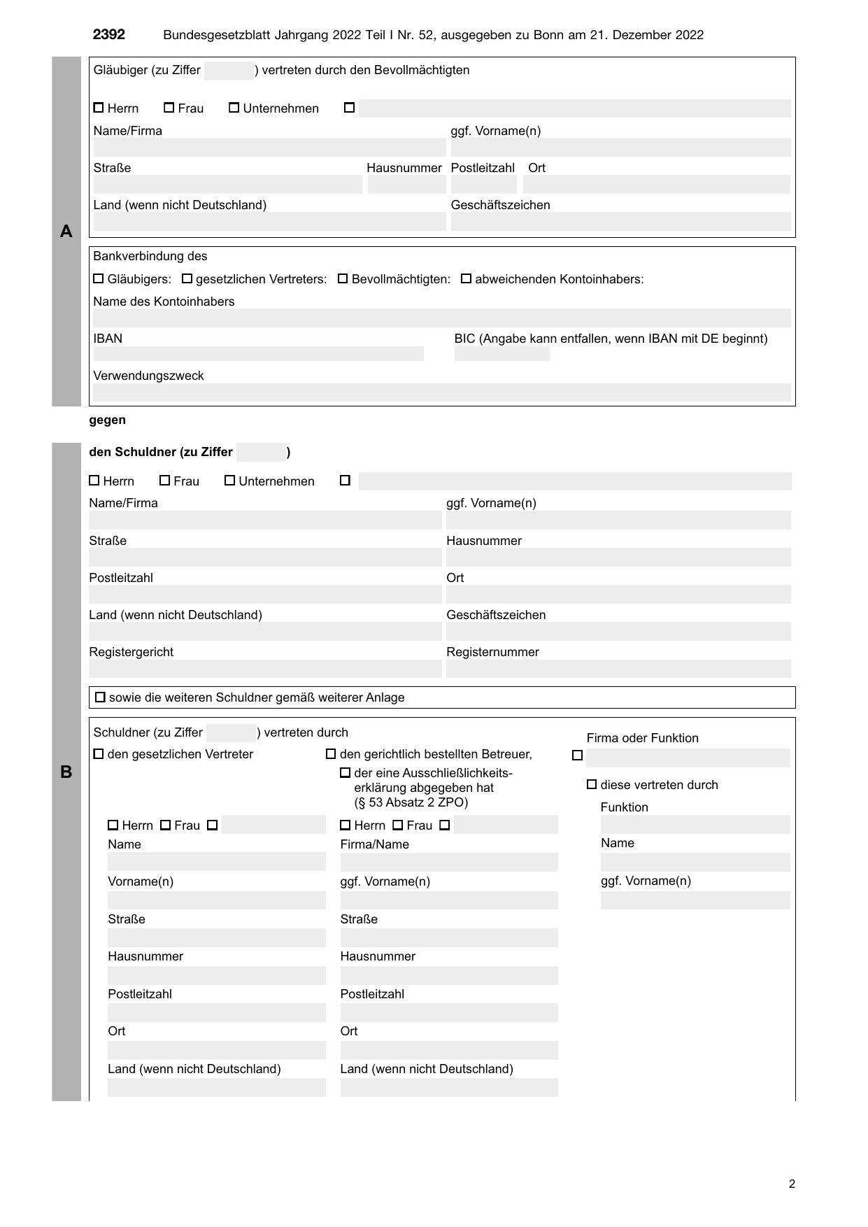 BGBl. 2022, Seite 2392 — Originalseite als Abbildung