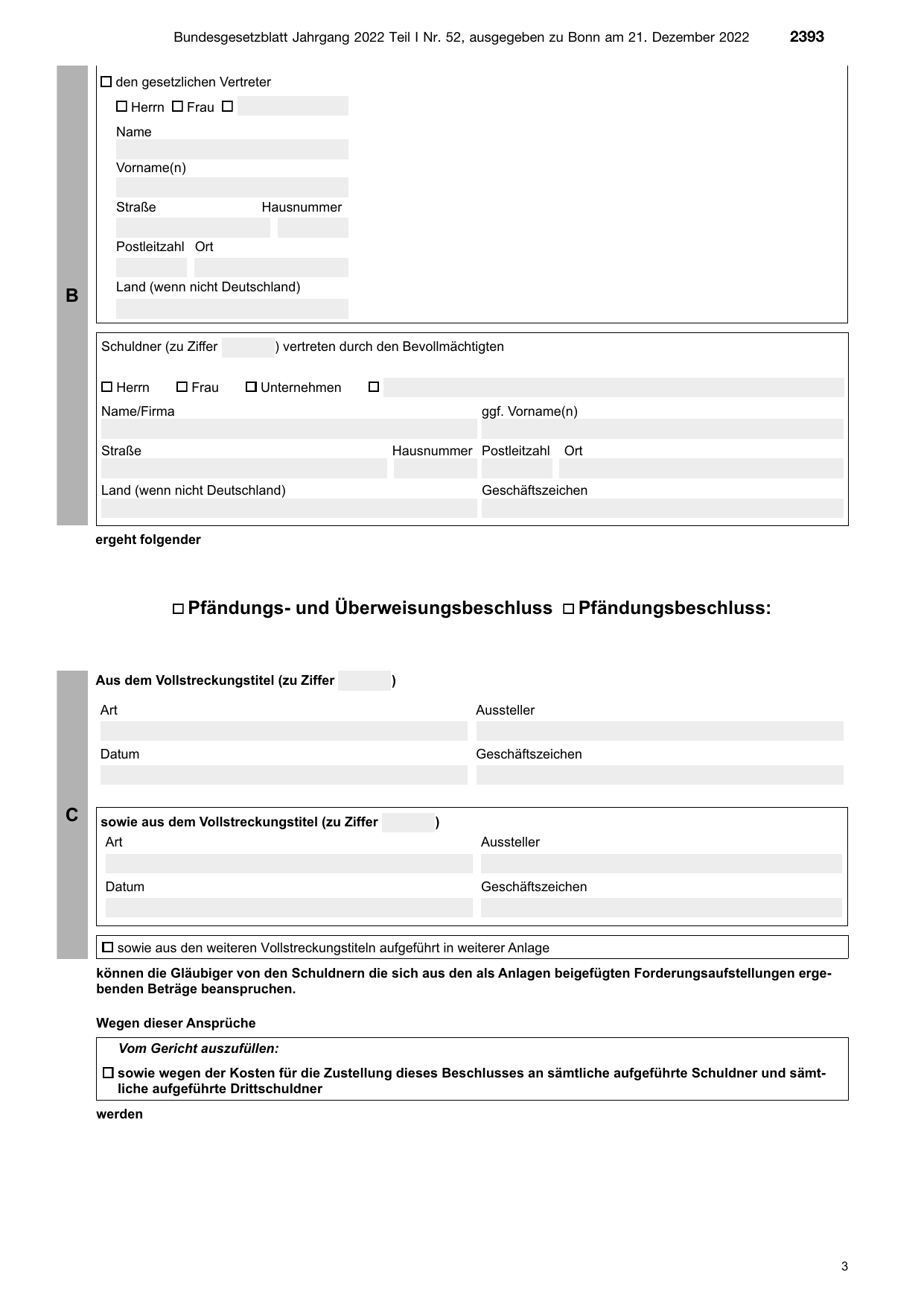 BGBl. 2022, Seite 2393 — Originalseite als Abbildung